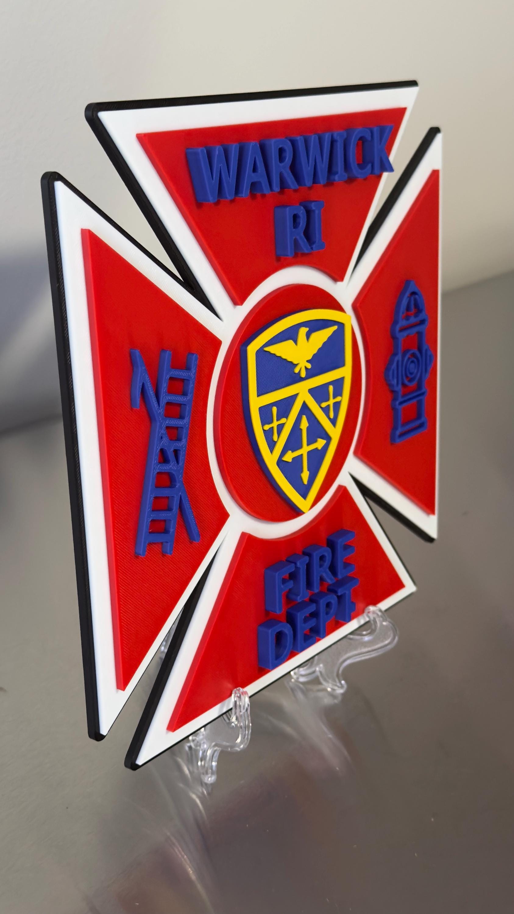 Warwick RI Fire Department 3D Plaque: First Responder Wall Art Rhode Island