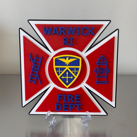 Warwick RI Fire Department 3D Plaque: First Responder Wall Art Rhode Island