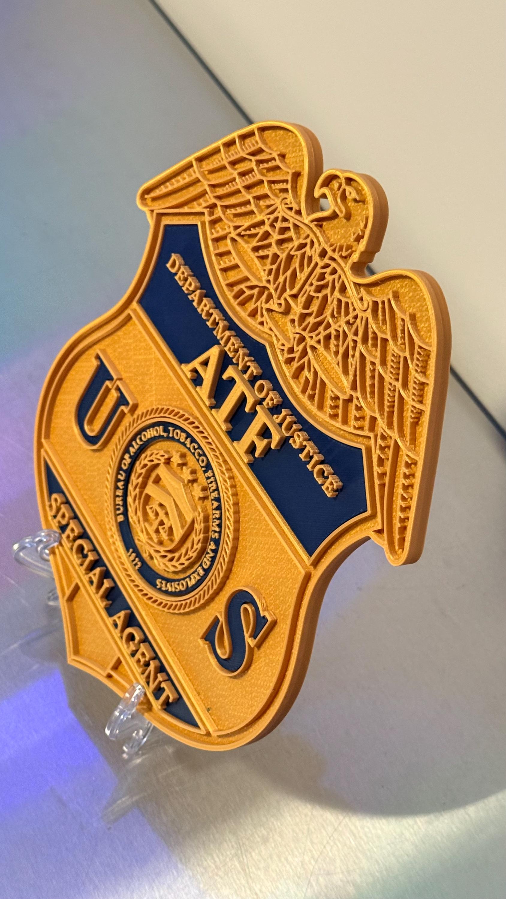 ATF Special Agent Badge 9" 3D Embossed Police Plaque - Government DOJ