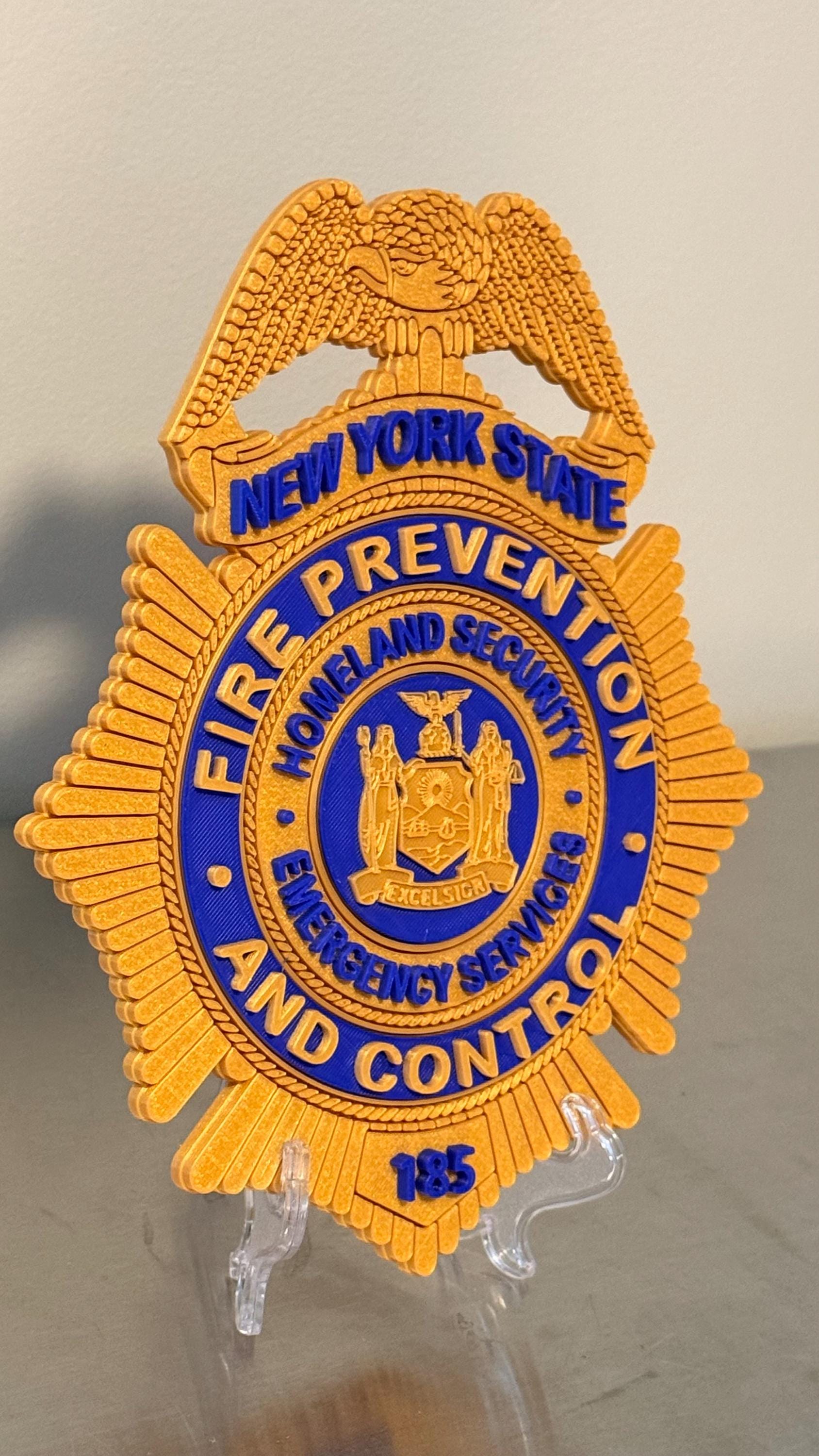 NYS Fire Prevention Badge 9" 3D Display Plaque