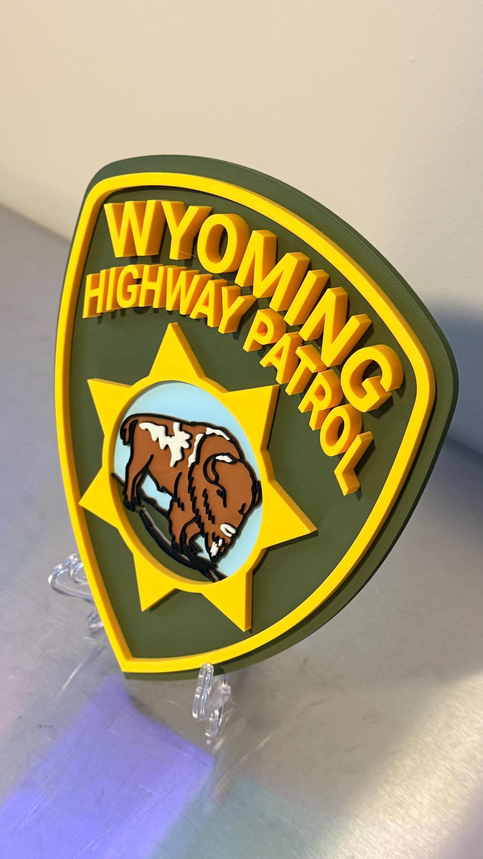 Wyoming Highway Patrol 3D Plaque, First Responder Wall Art Wyoming