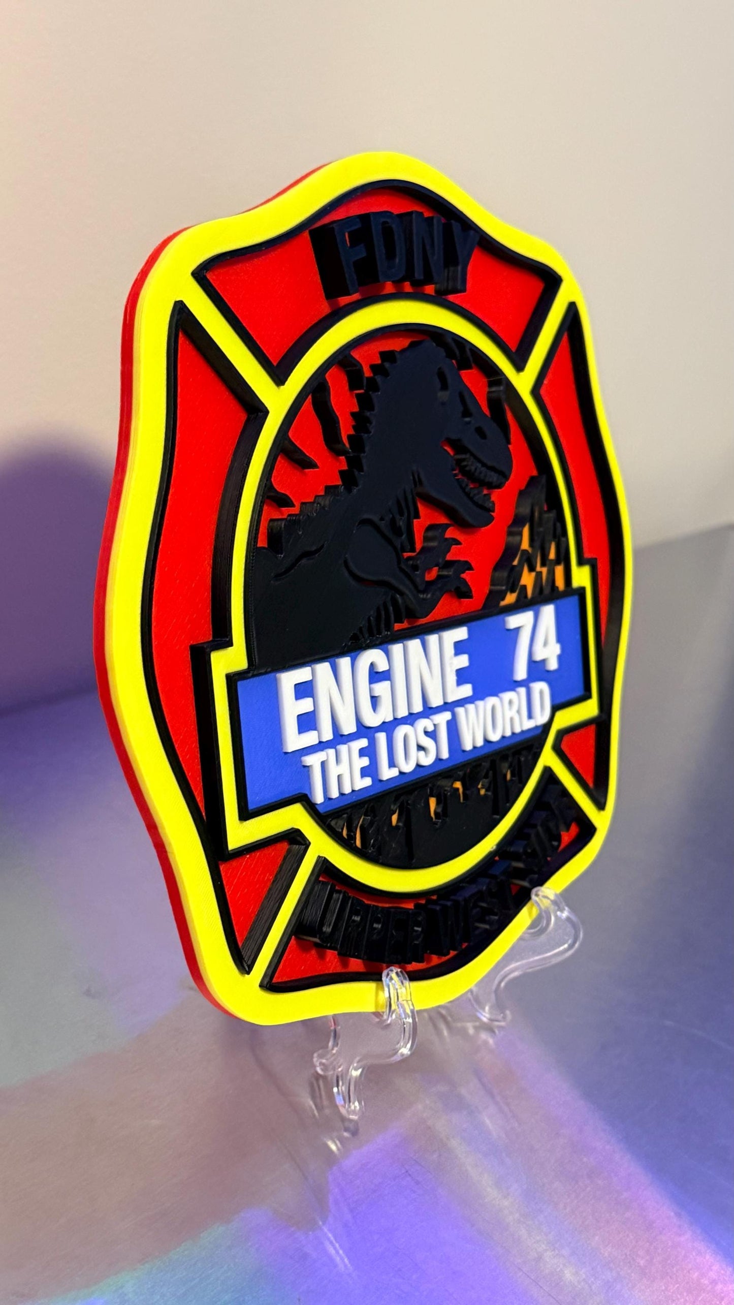 FDNY Engine 74 Display Plaque 3D Firefighter Gift for First Responder NYC