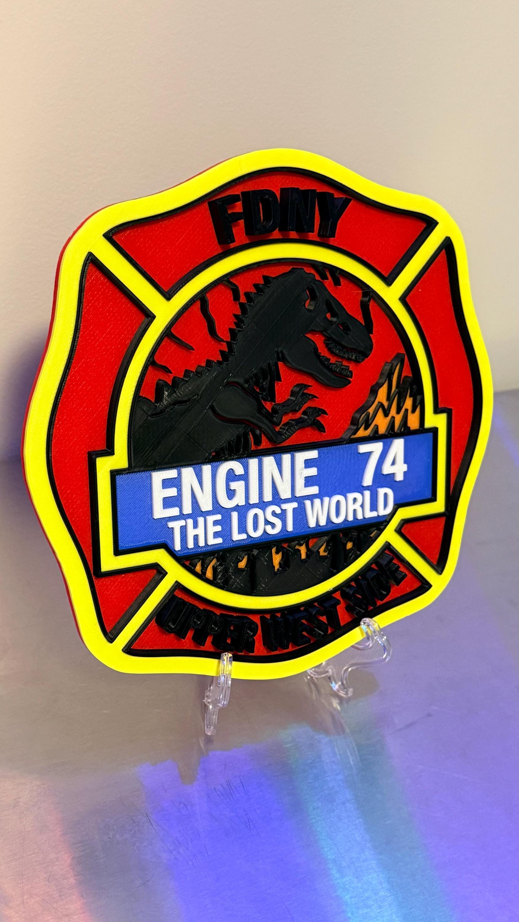 FDNY Engine 74 Display Plaque 3D Firefighter Gift for First Responder NYC