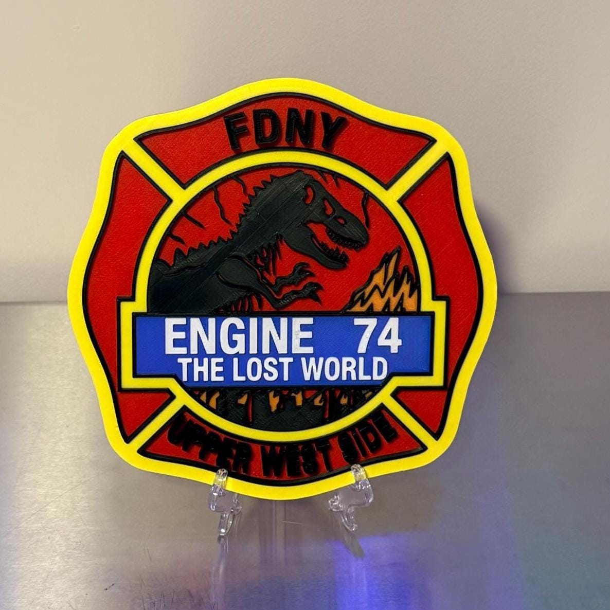 FDNY Engine 74 Display Plaque 3D Firefighter Gift for First Responder NYC