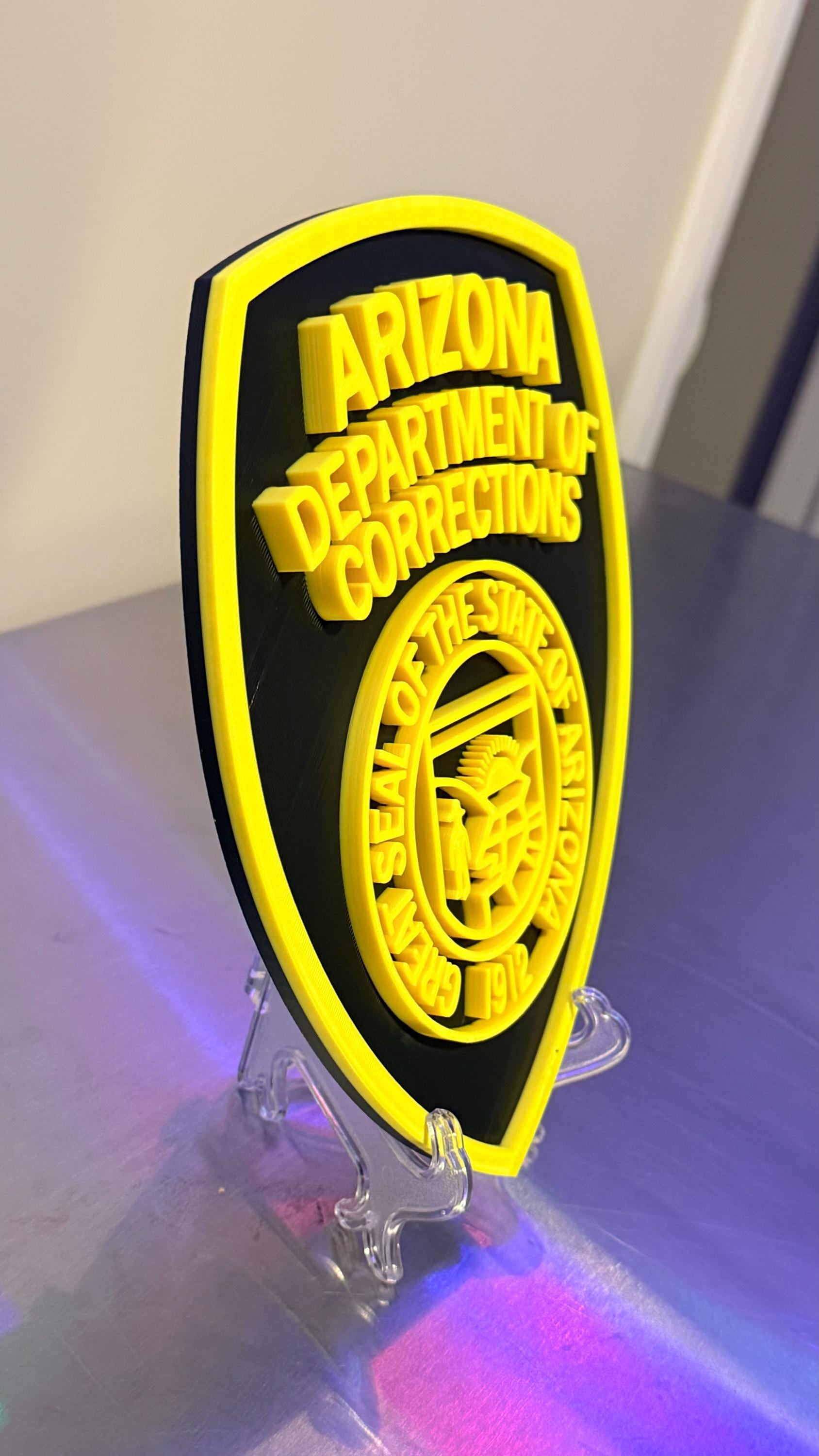 Arizona Department of Corrections 3D Display Plaque First Responder AZ