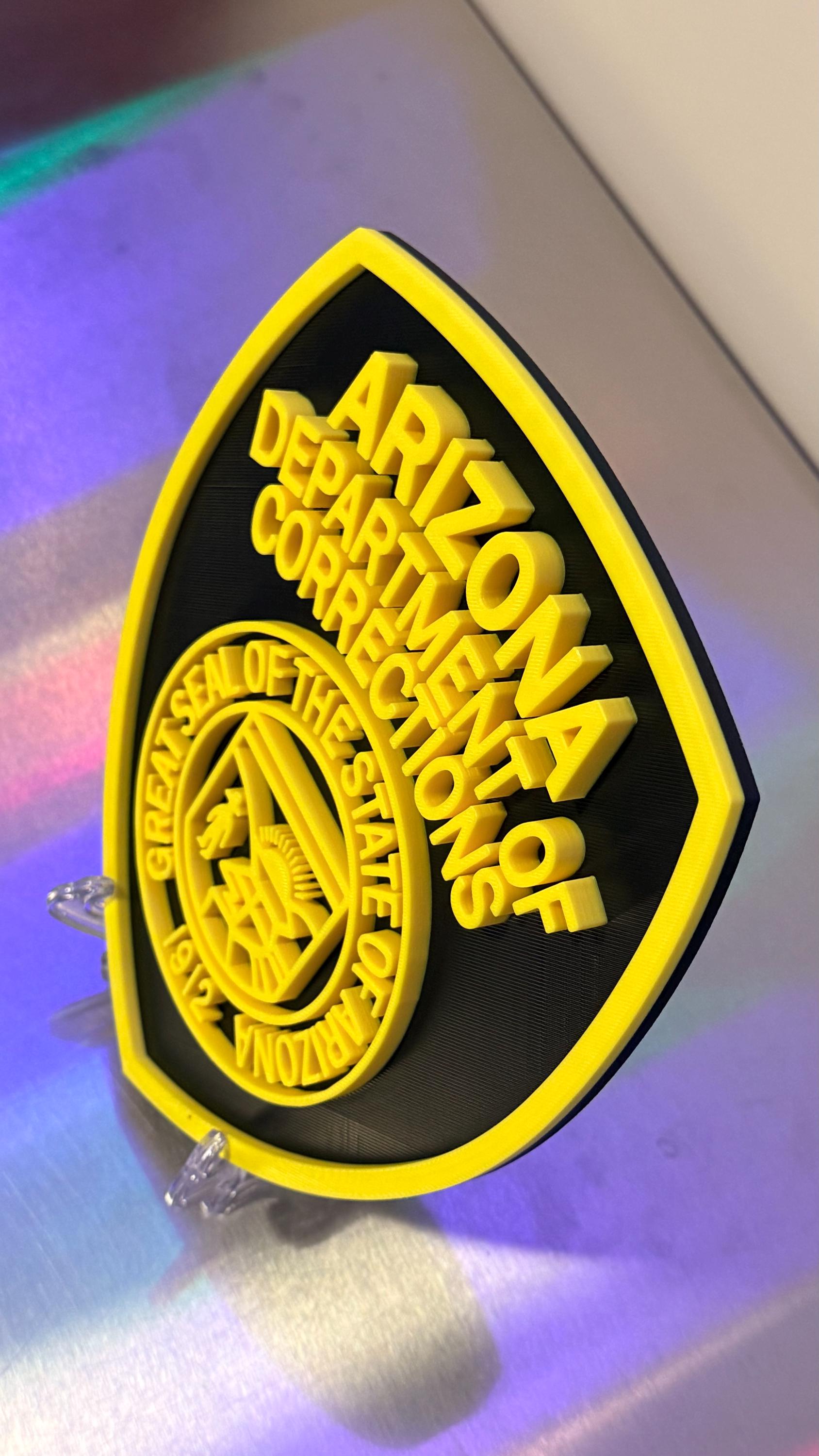 Arizona Department of Corrections 3D Display Plaque First Responder AZ