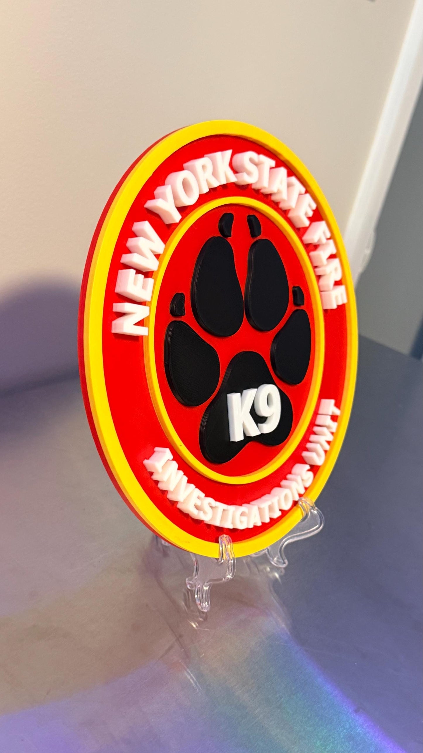 New York State Fire K9 Investigations Unit 3D Plaque Embossed First Responder Wall Art NYS Fire NY