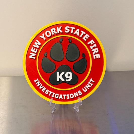 New York State Fire K9 Investigations Unit 3D Plaque Embossed First Responder Wall Art NYS Fire NY