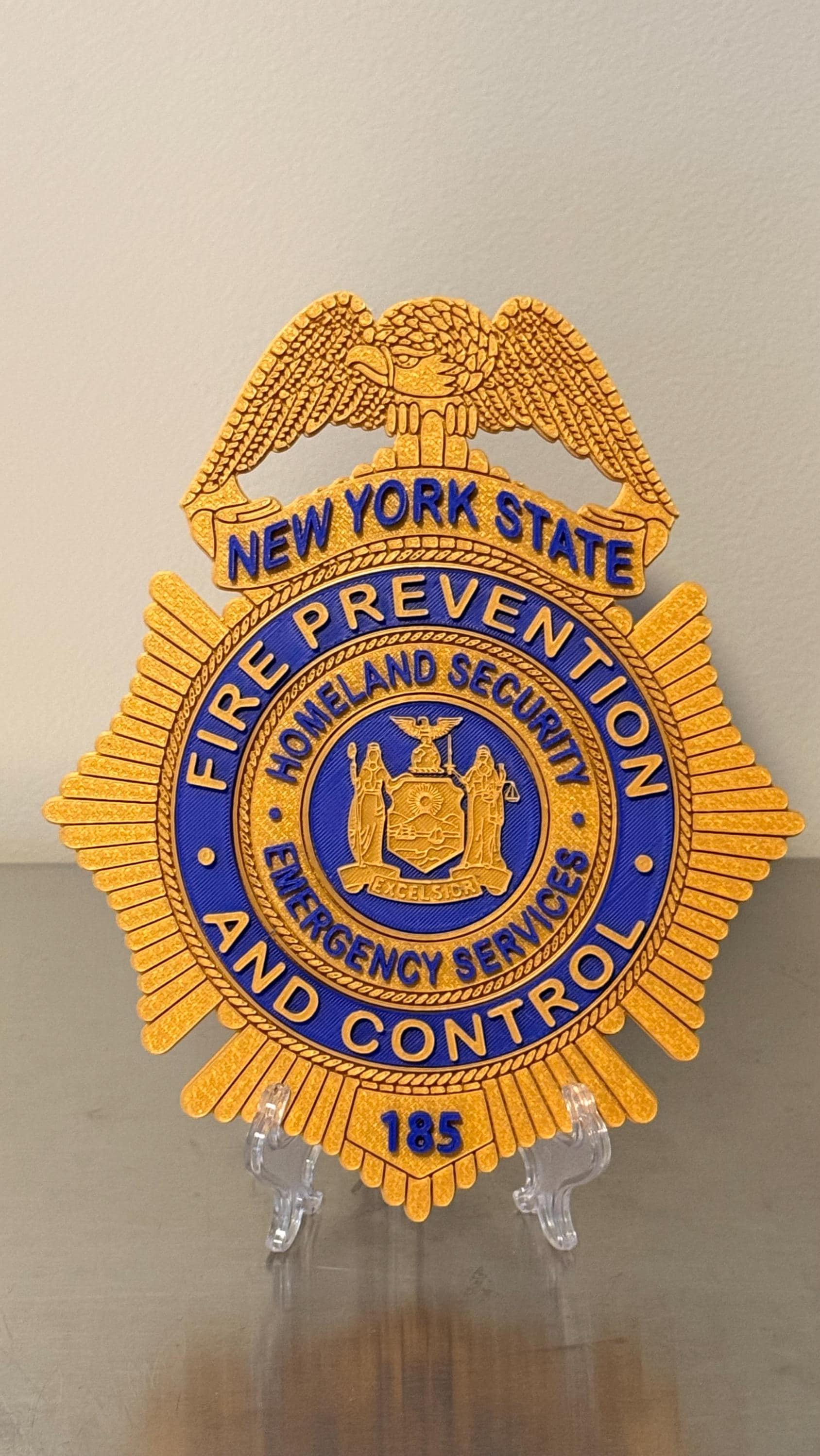 NYS Fire Prevention Badge 9" 3D Display Plaque