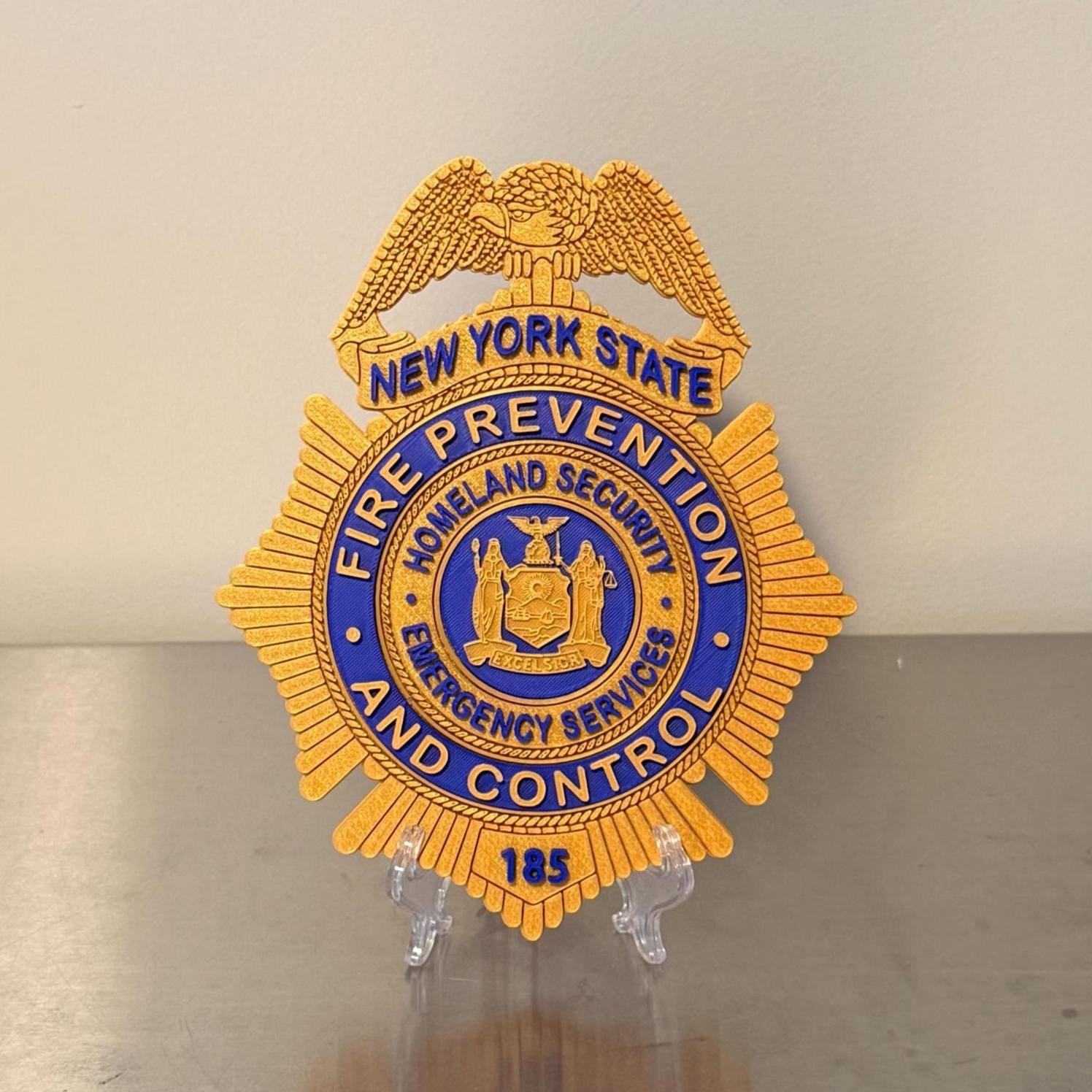 NYS Fire Prevention Badge 9" 3D Display Plaque