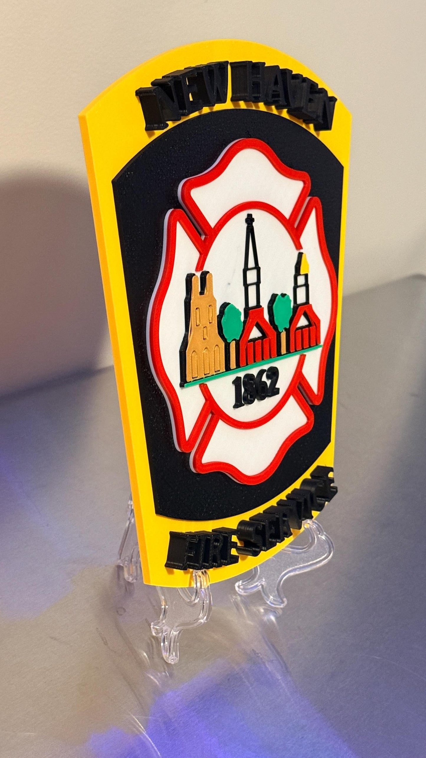New Haven Fire Department 3D Embossed Plaque: First Responder Wall Art CT Connecticut