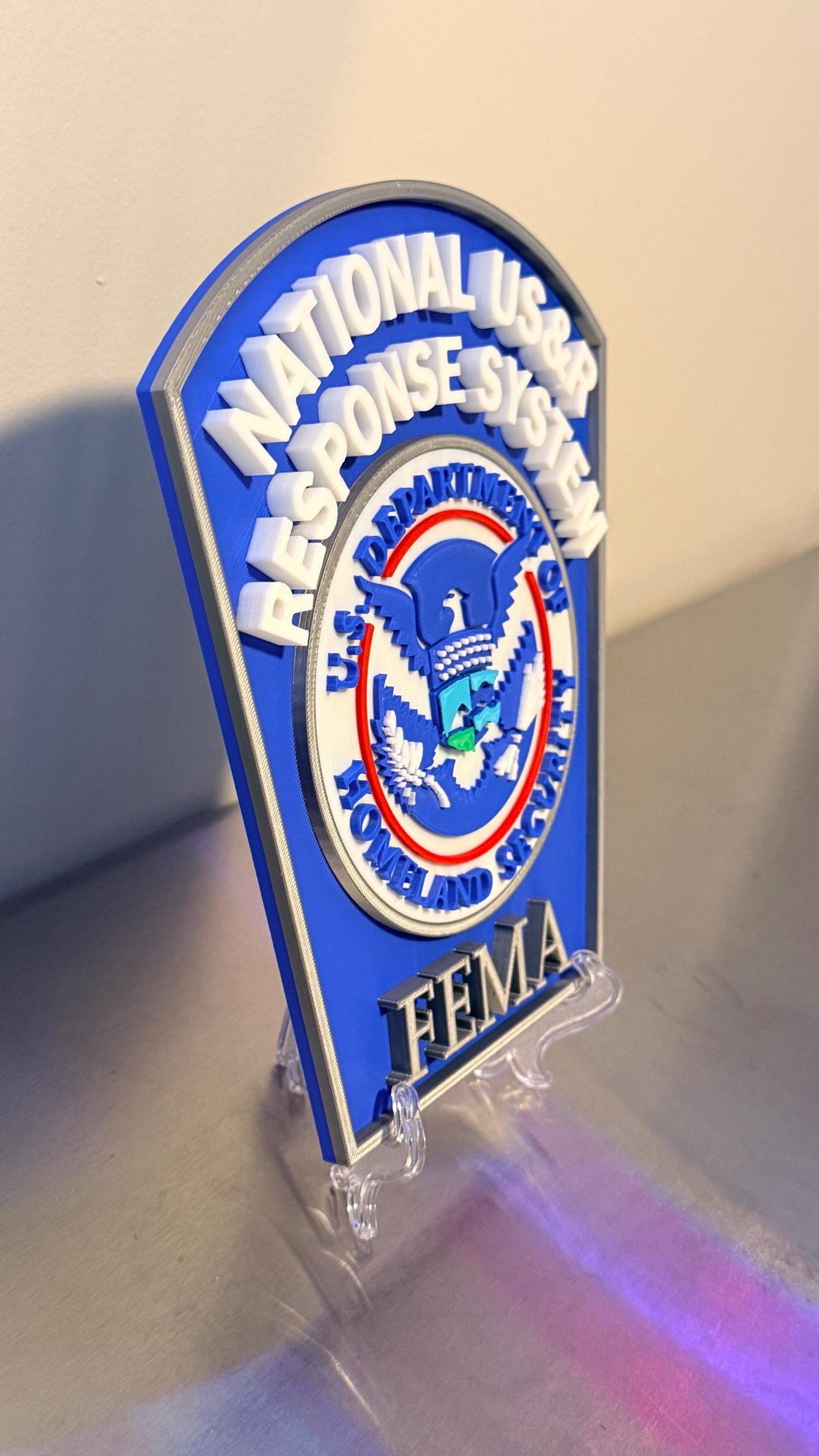 National USAR Response System FEMA 3D Embossed Plaque: First Responder Wall Decor Government