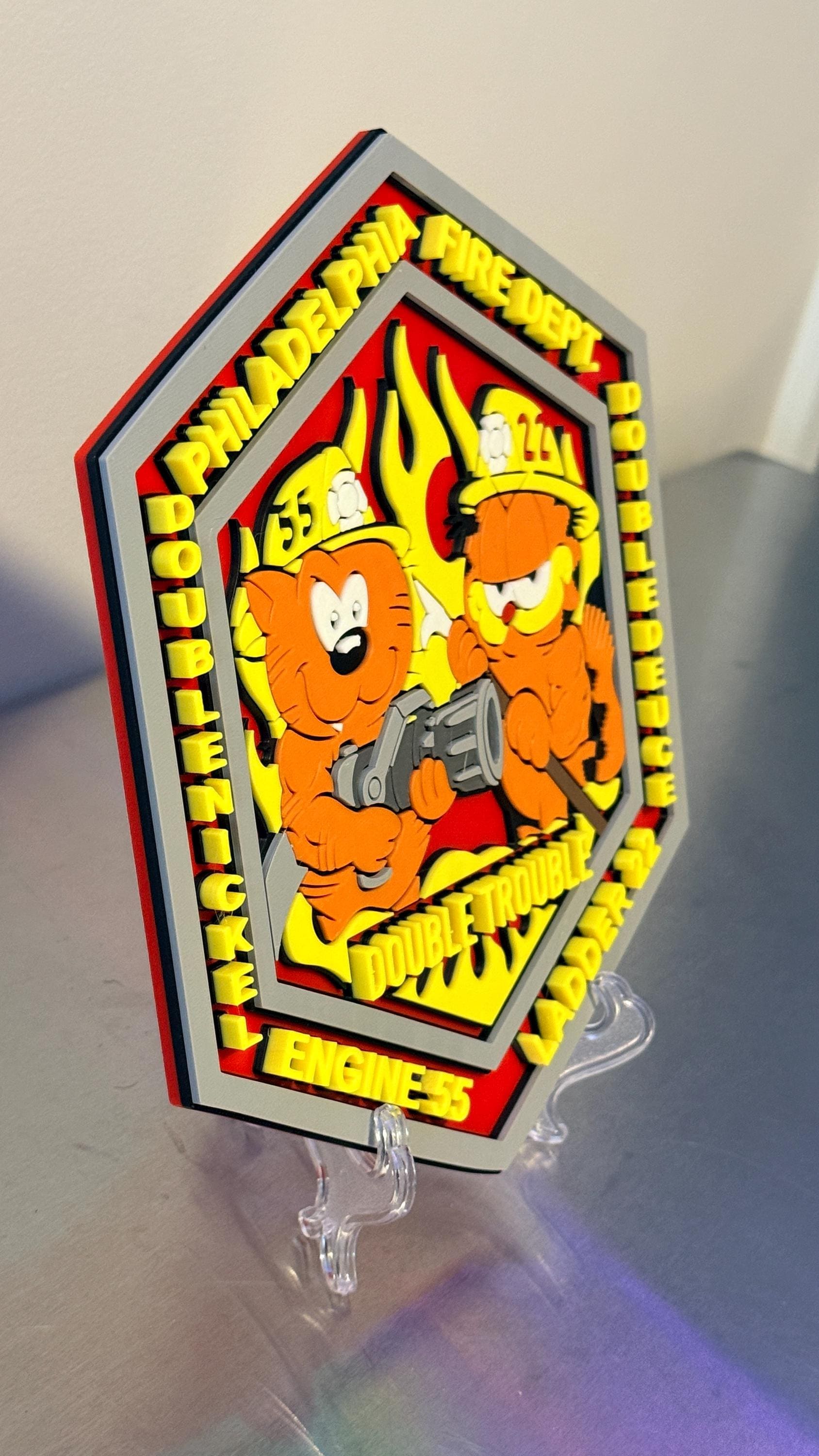 Double Trouble Philadelphia Fire Department Engine 55 Ladder 22 Display Plaque Pennsylvania