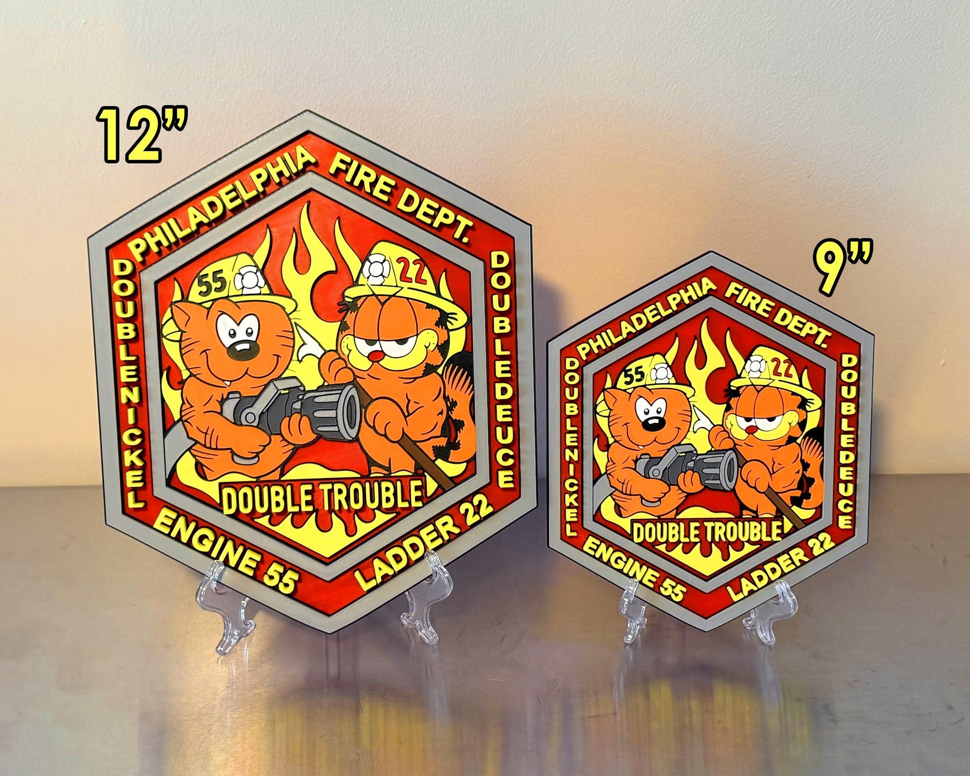 Double Trouble Philadelphia Fire Department Engine 55 Ladder 22 Display Plaque Pennsylvania