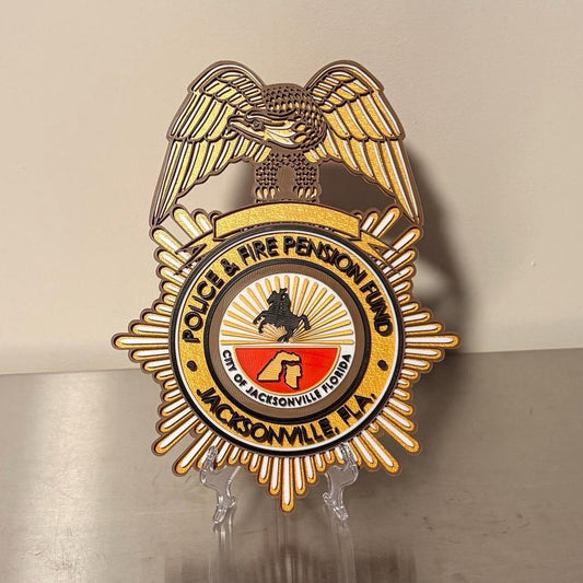 Jacksonville Police & Fire Pension Fund 3D Embosed Plaque First Responder Wall Art Florida