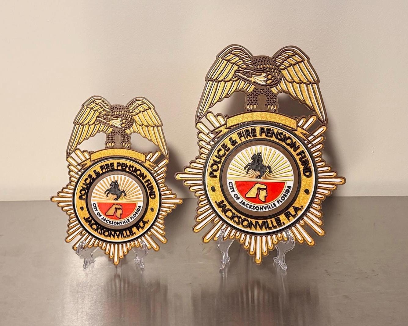 Jacksonville Police & Fire Pension Fund 3D Embosed Plaque First Responder Wall Art Florida