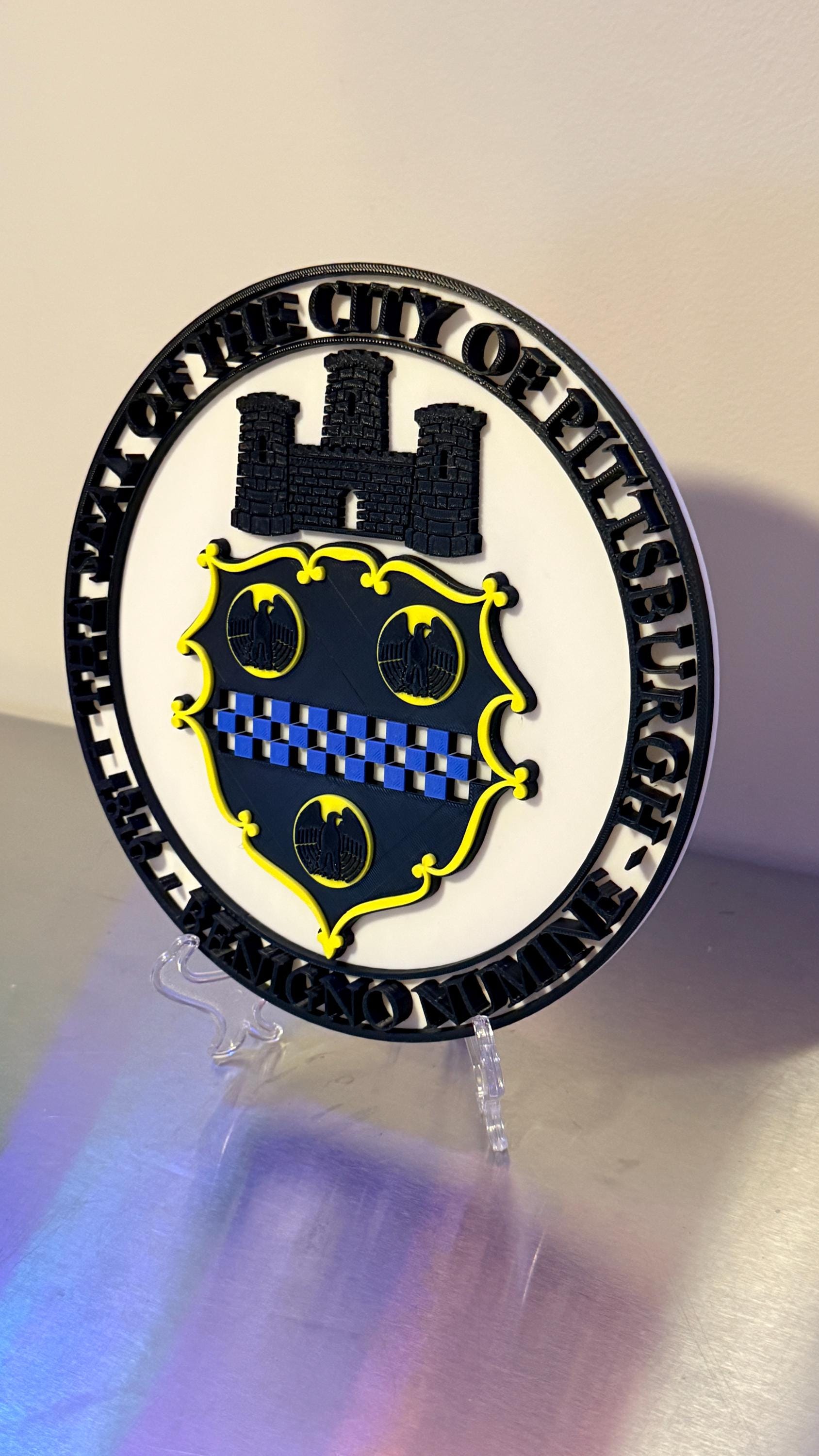 Pittsburgh Code Of Arms 3D Plaque First Responder Wall Art Display Plaque Pennsylvania