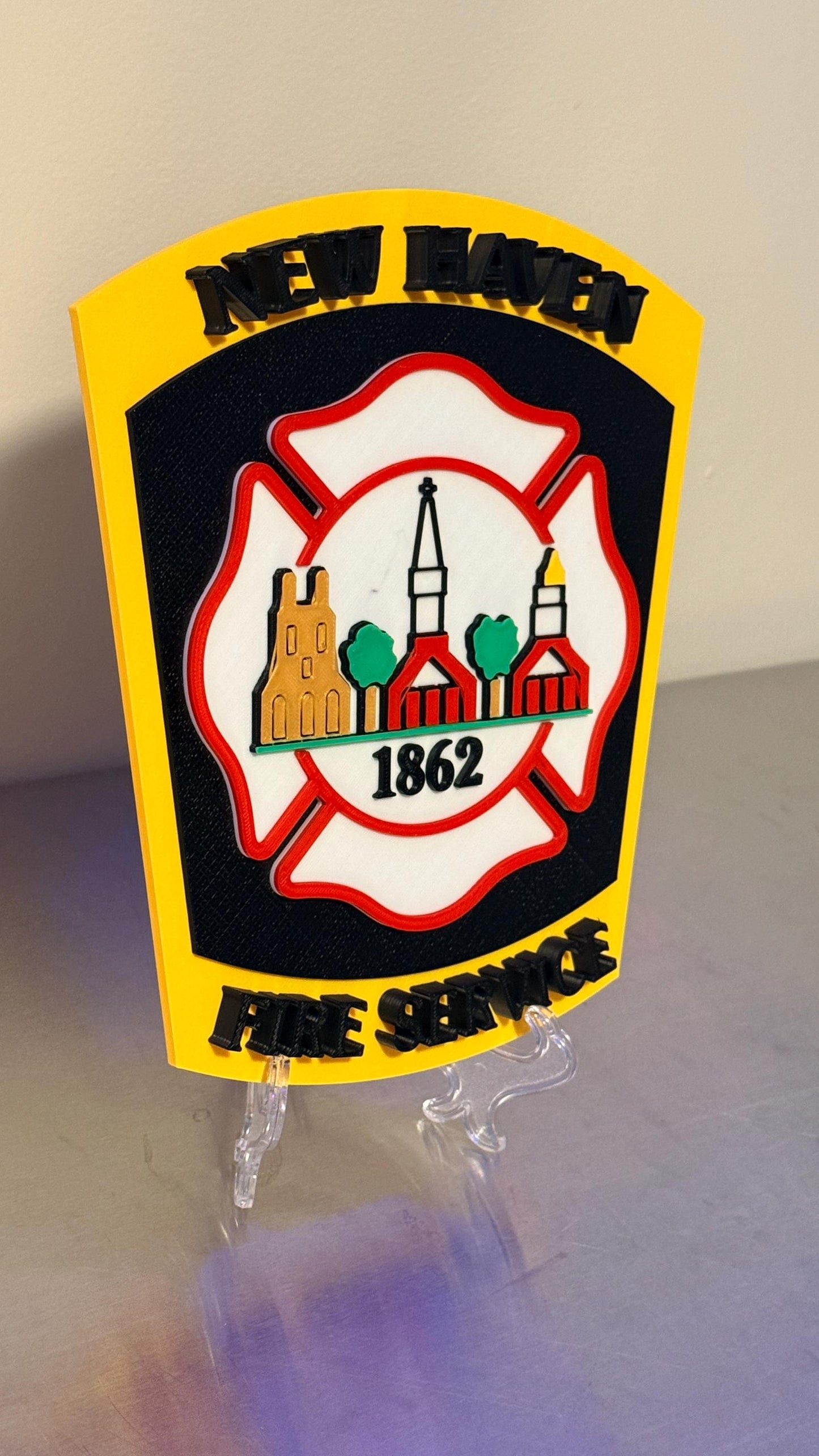 New Haven Fire Department 3D Embossed Plaque: First Responder Wall Art CT Connecticut
