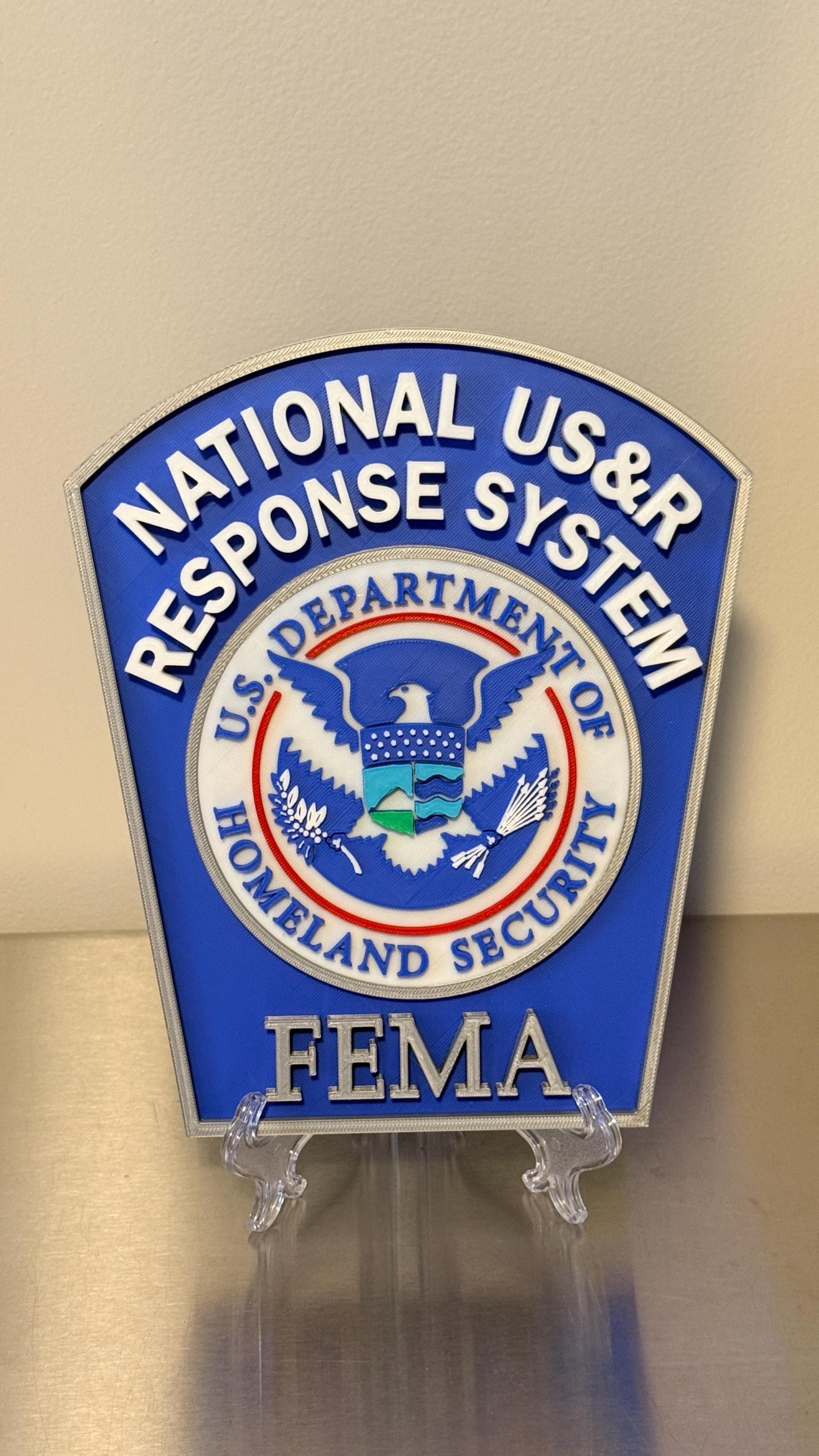 National USAR Response System FEMA 3D Embossed Plaque: First Responder Wall Decor Government