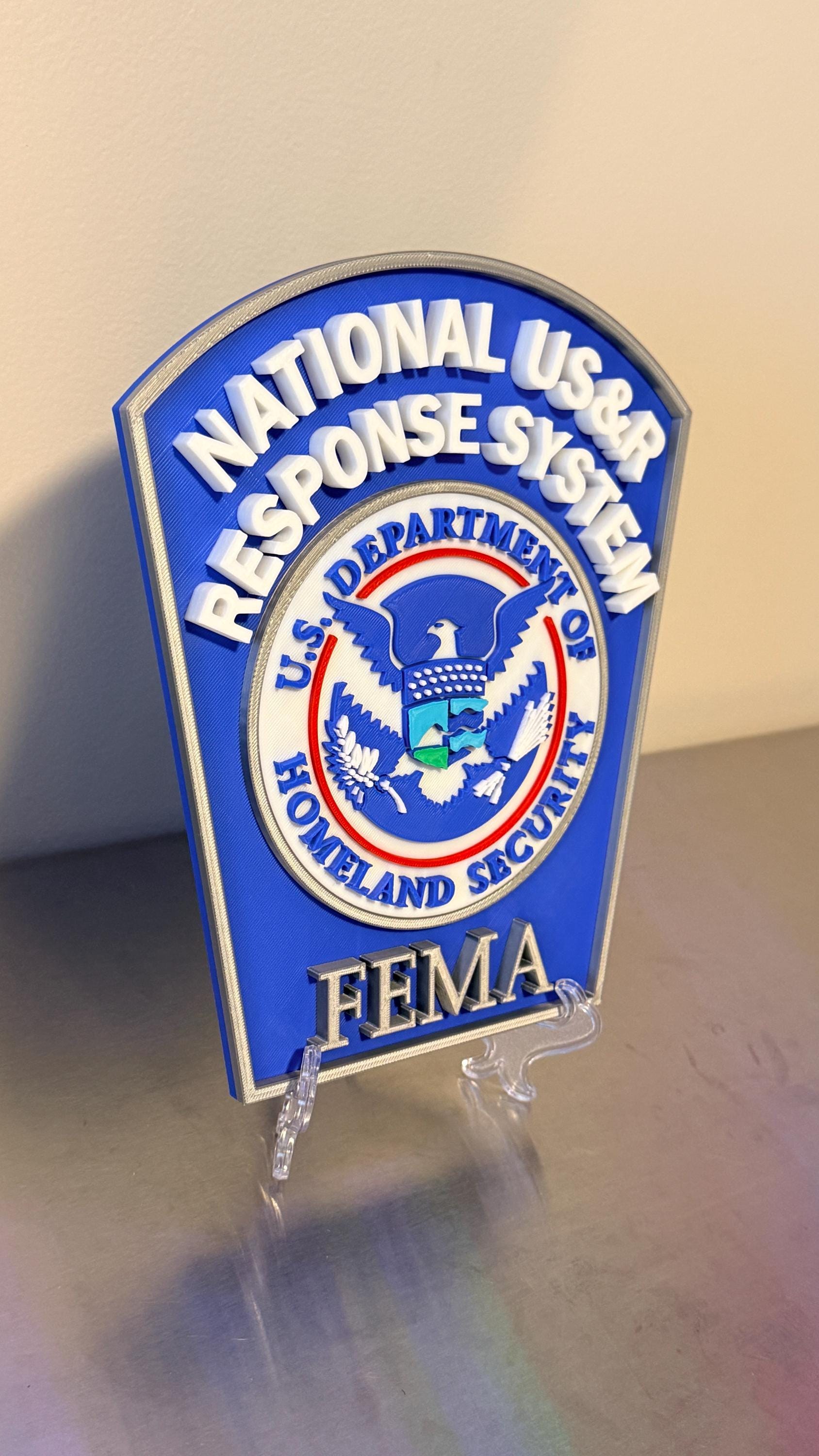 National USAR Response System FEMA 3D Embossed Plaque: First Responder Wall Decor Government