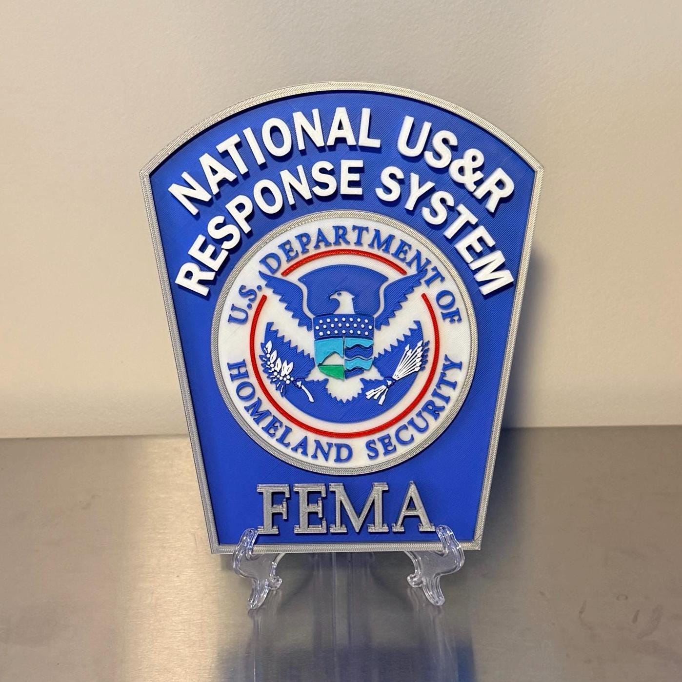 National USAR Response System FEMA 3D Embossed Plaque: First Responder Wall Decor Government