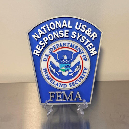 National USAR Response System FEMA 3D Embossed Plaque: First Responder Wall Decor Government