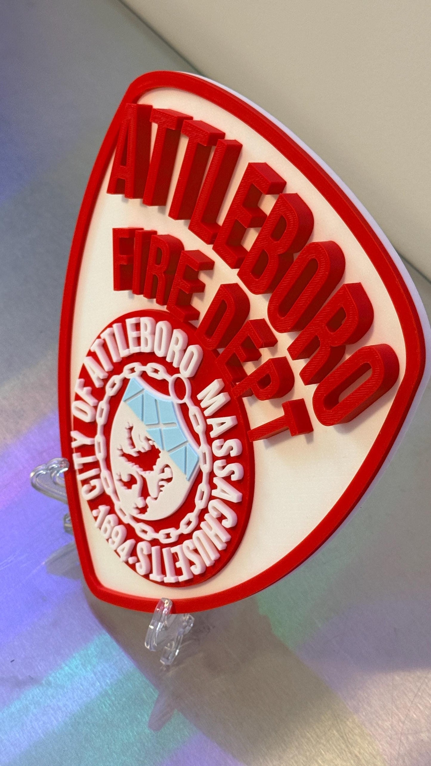 Attleboro Fire Department 3D Plaque: First Responder Wall Art MA Massachusetts