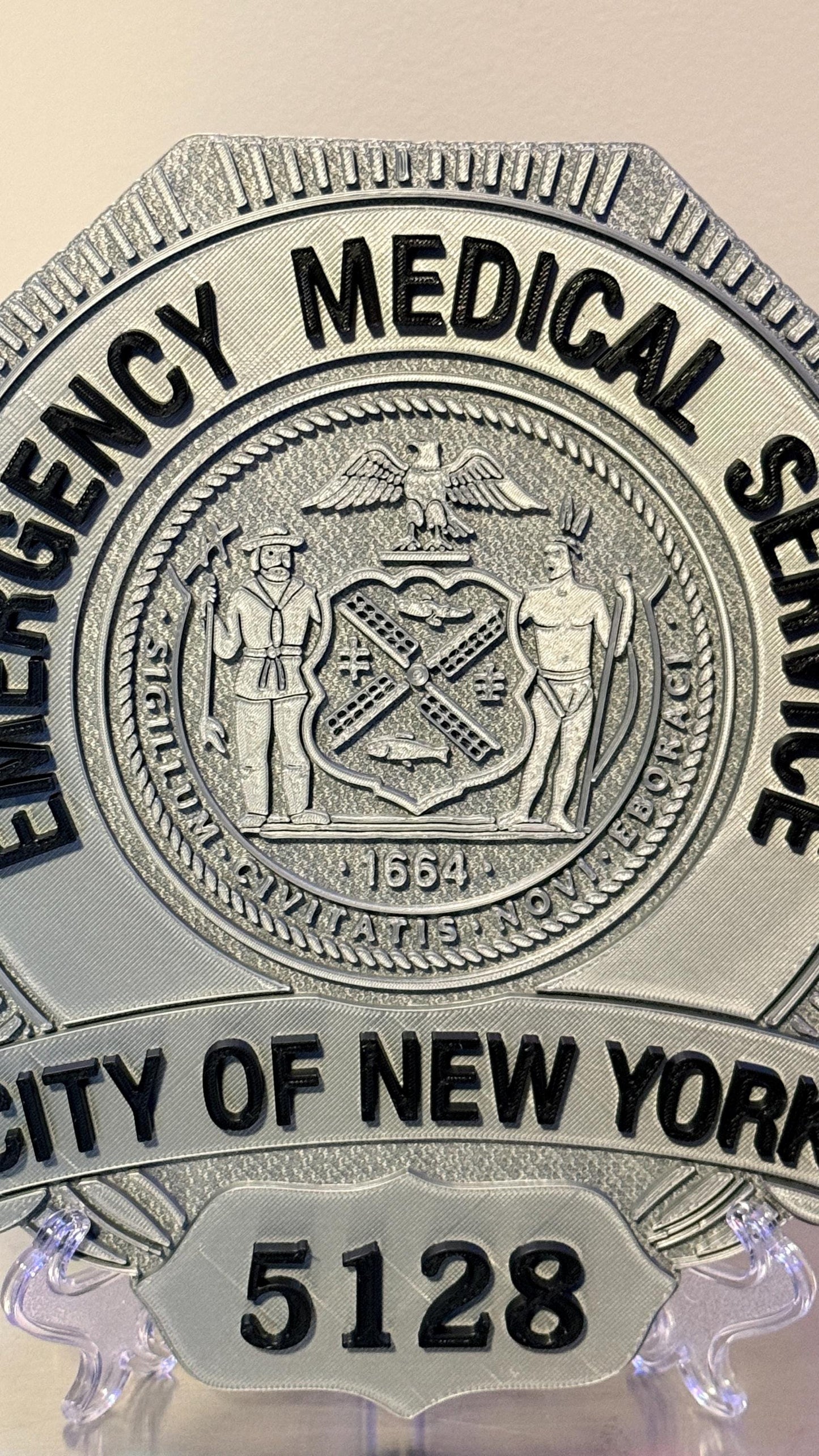 NYC EMS Badge Shield 3D Plaque: Embossed First Responder Wall Art New York NYCEMS