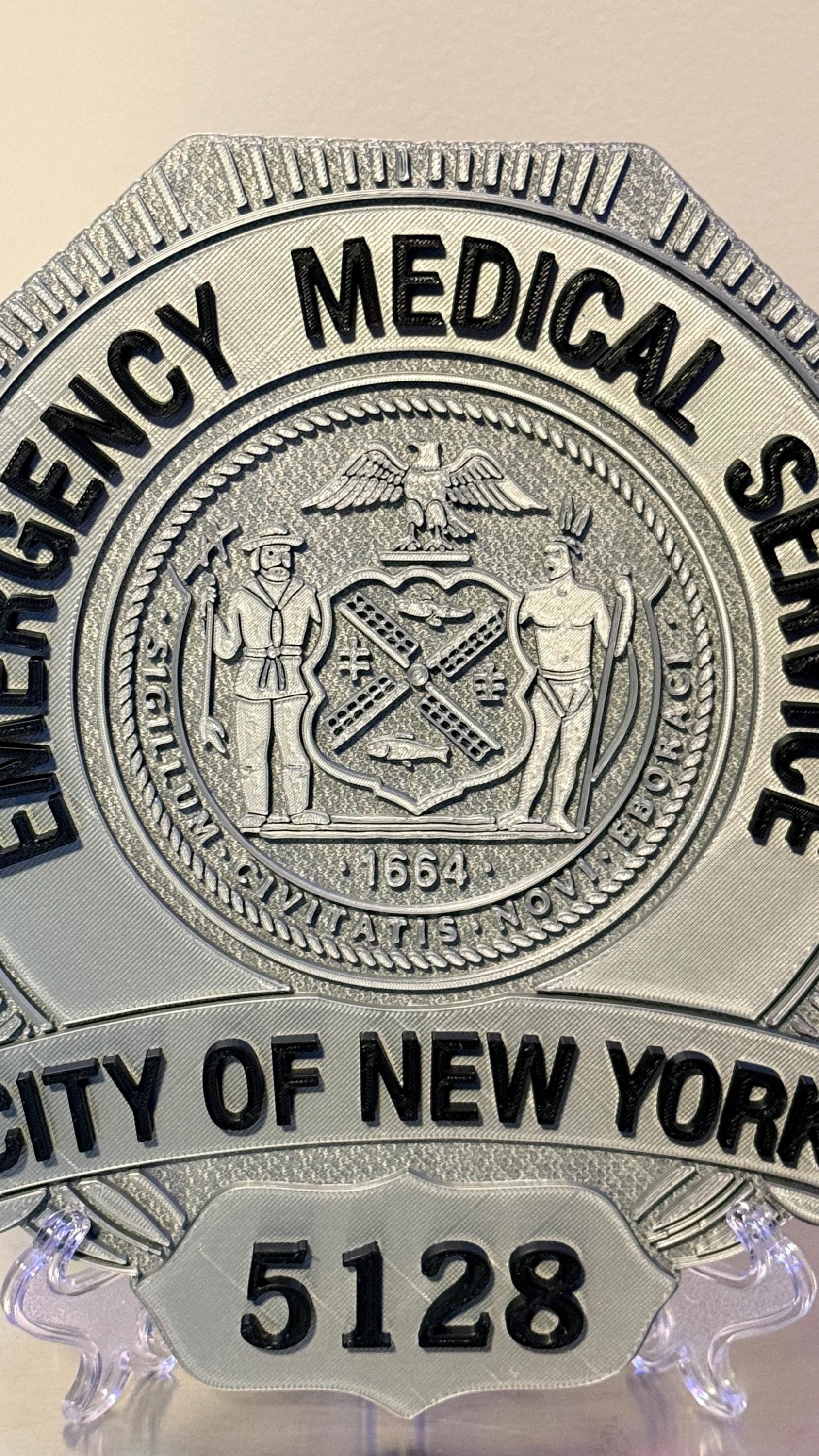 NYC EMS Badge Shield 3D Plaque: Embossed First Responder Wall Art New York NYCEMS
