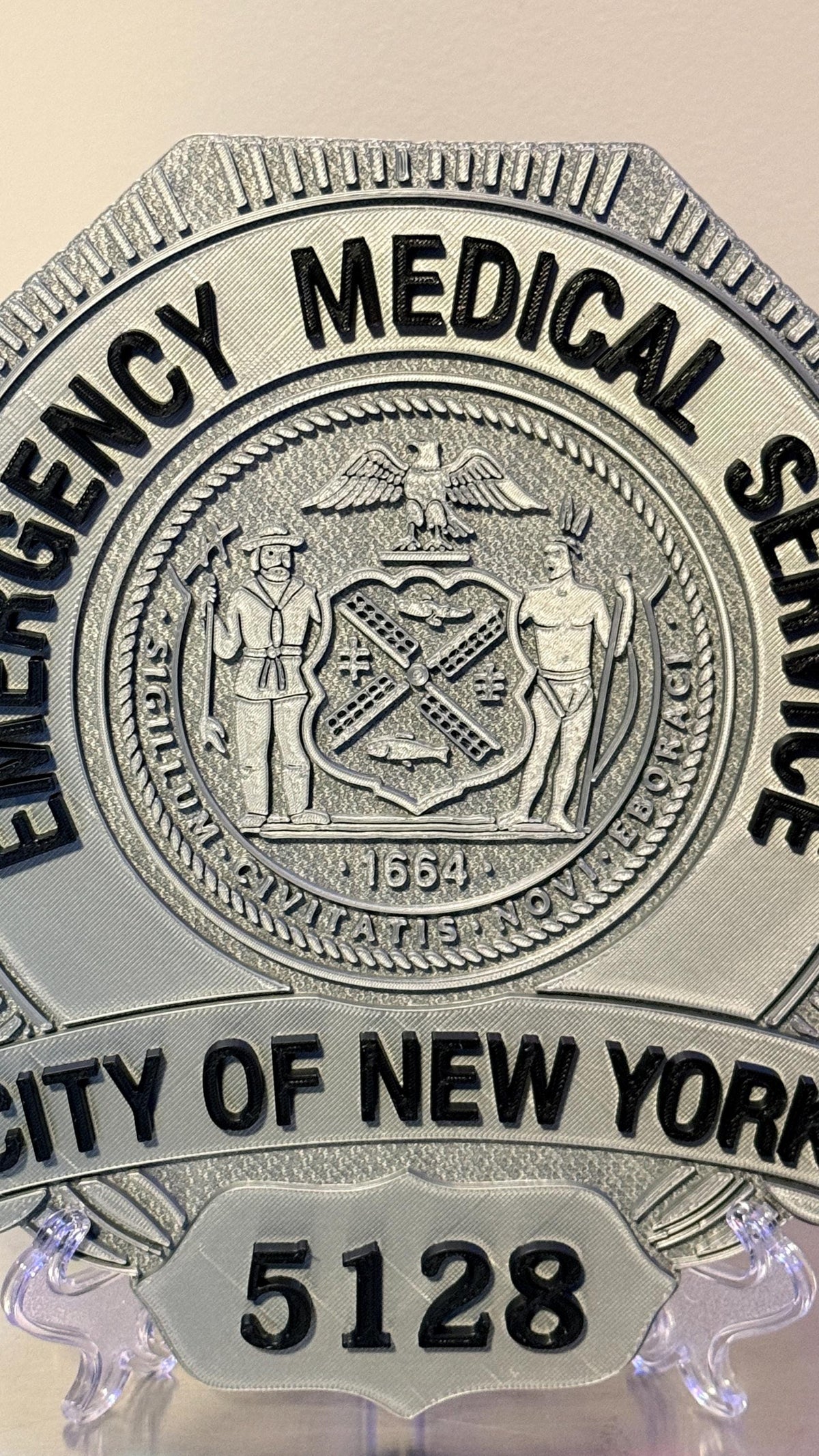NYC EMS Badge Shield 3D Display Plaque: Embossed First Responder Display Plaque New York NYCEMS