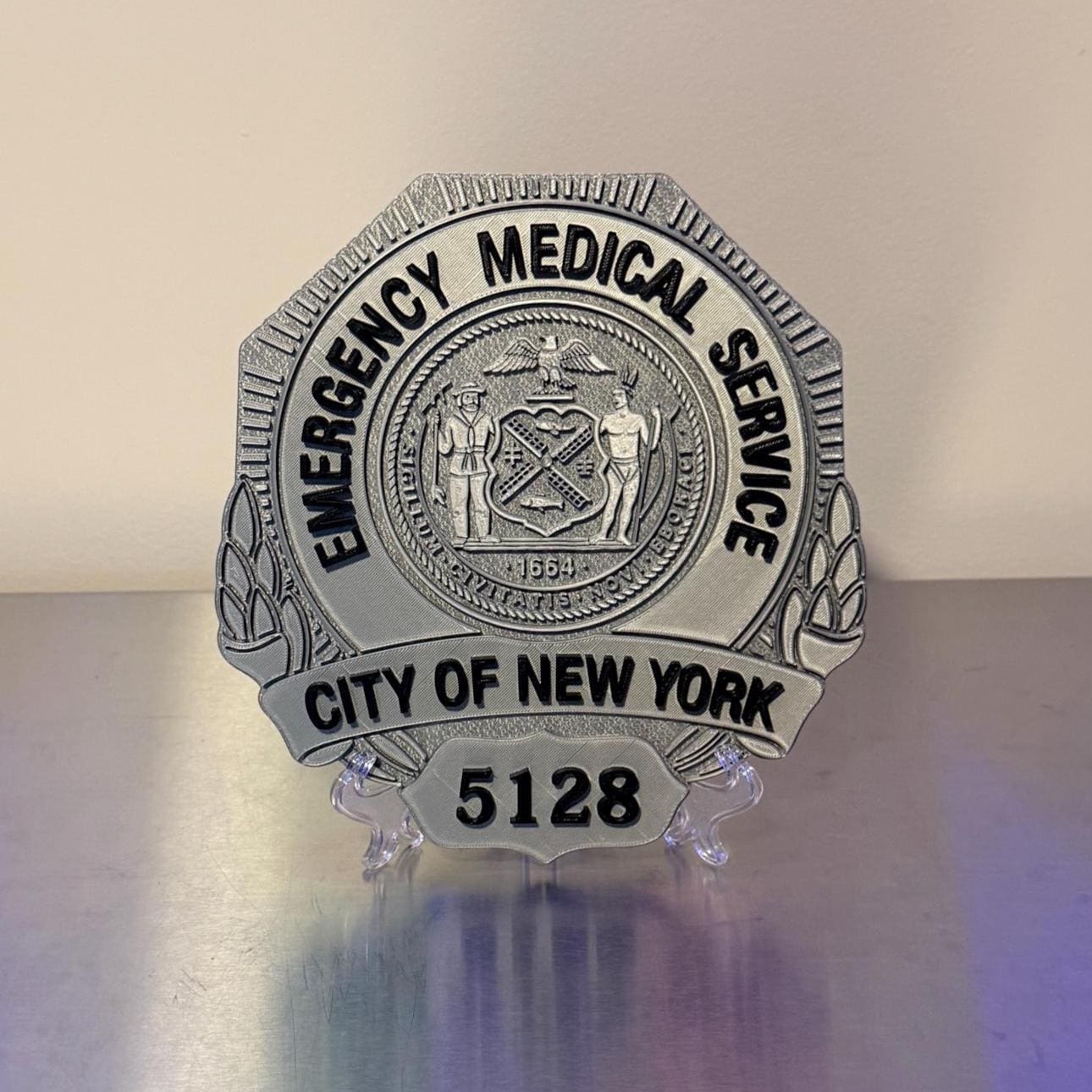 NYC EMS Badge Shield 3D Plaque: Embossed First Responder Wall Art New York NYCEMS