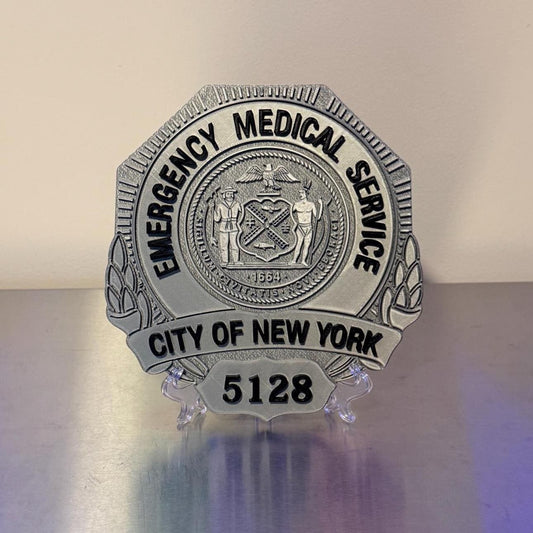 NYC EMS Badge Shield 3D Plaque: Embossed First Responder Wall Art New York NYCEMS