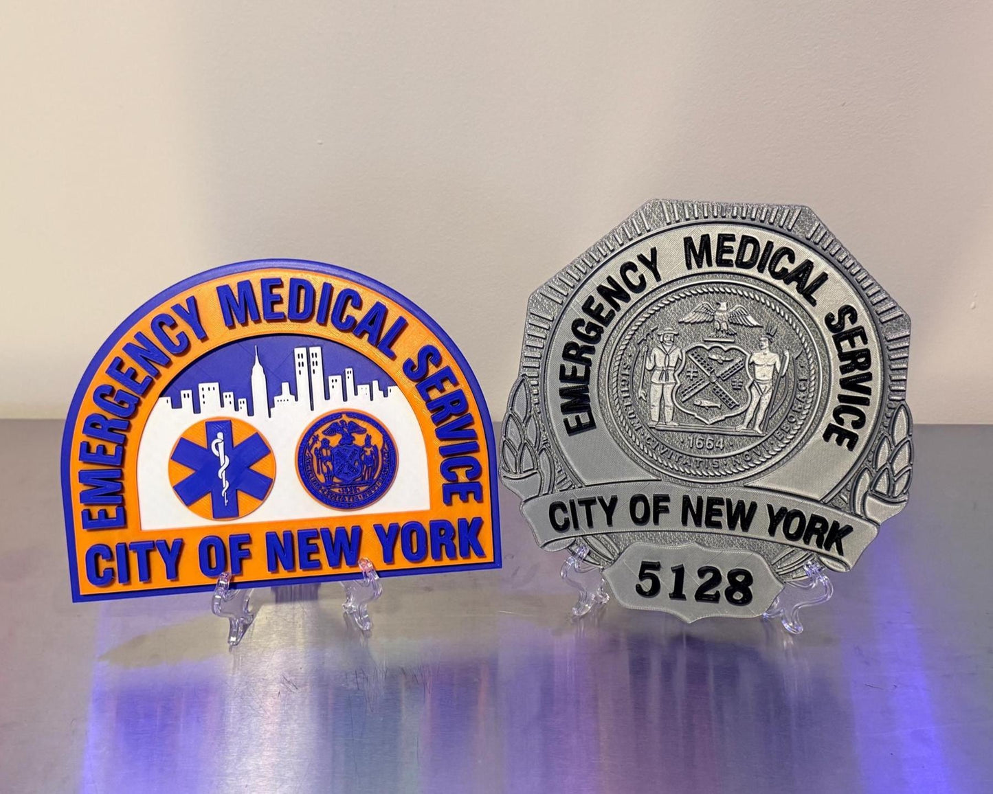 NYC EMS Badge Shield 3D Plaque: Embossed First Responder Wall Art New York NYCEMS