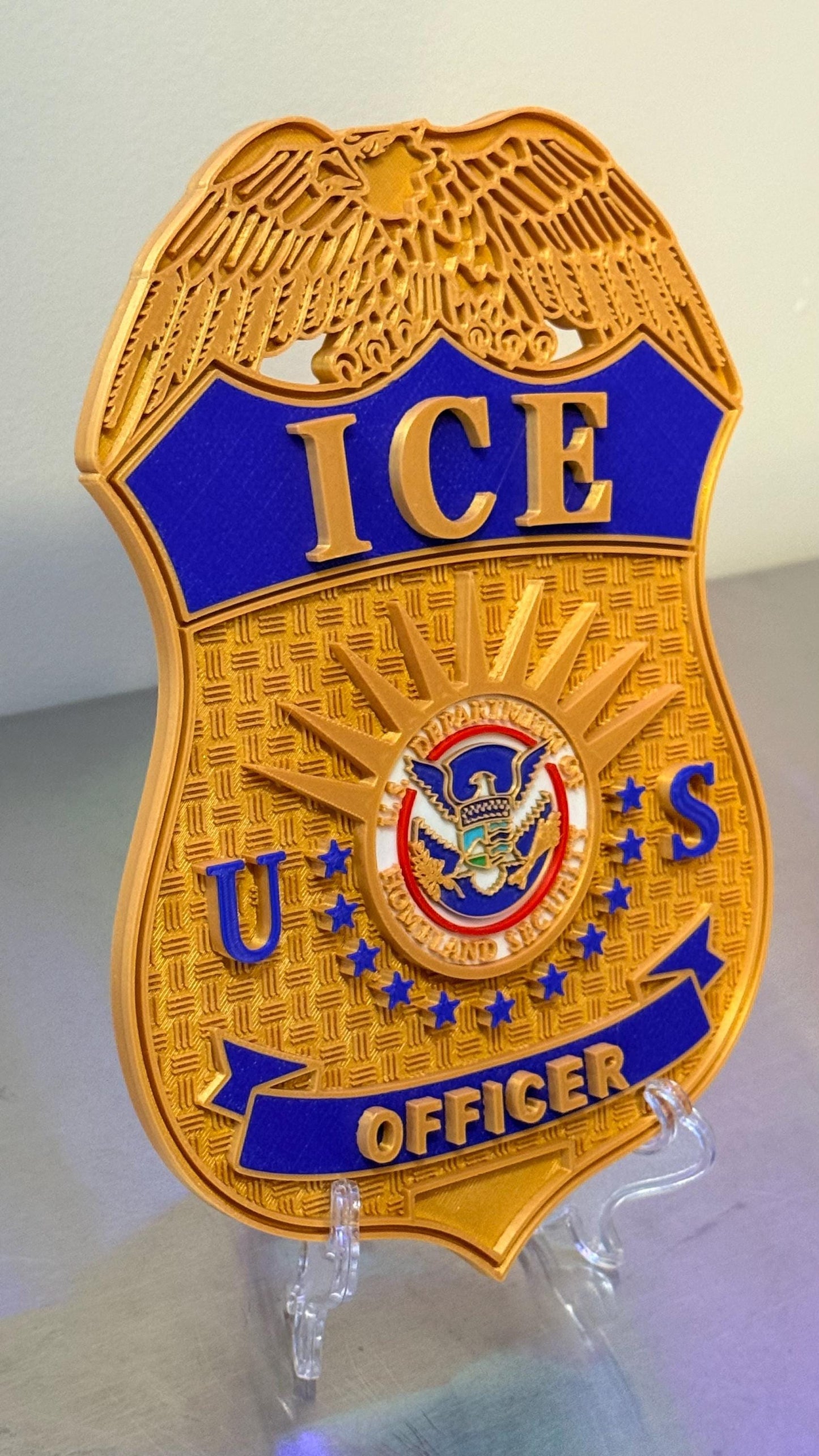 DHS ICE Badge 6 COLOR Display 3D Embossed Police Plaque - Government