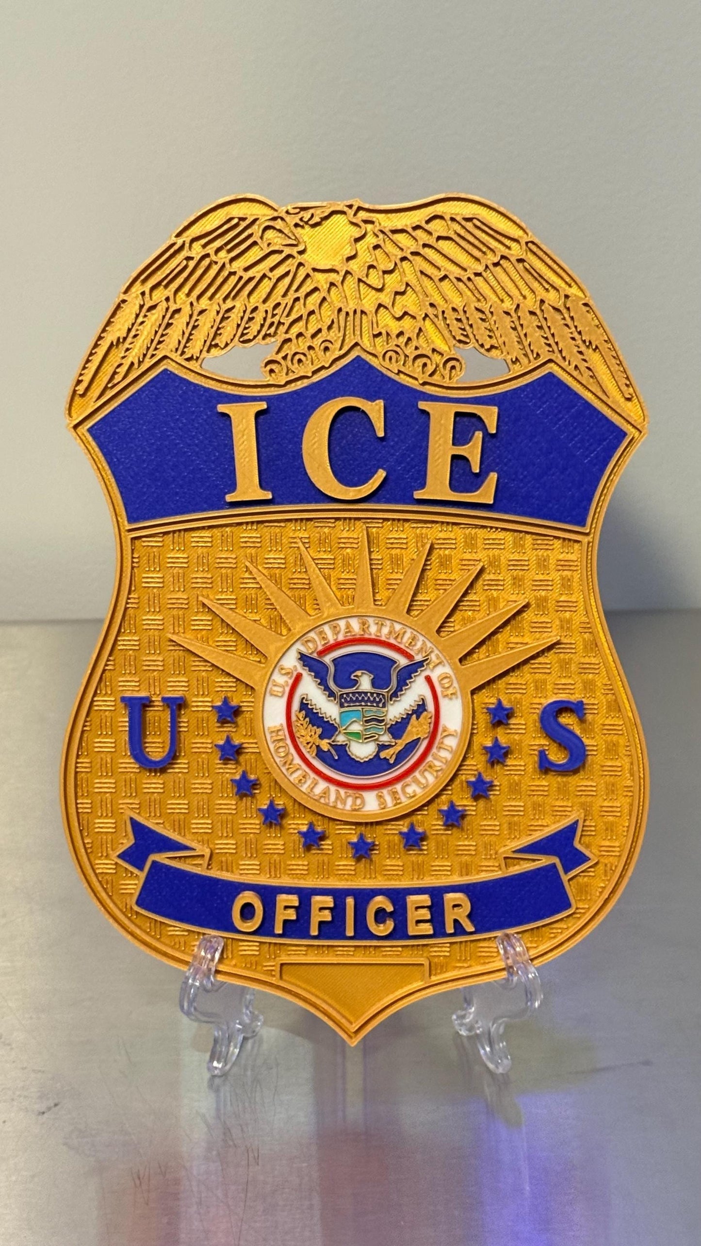 DHS ICE Badge 6 COLOR Display 3D Embossed Police Plaque - Government