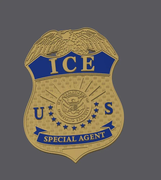 DHS ICE Badge 2 COLOR Display 3D Embossed Police Plaque - Government