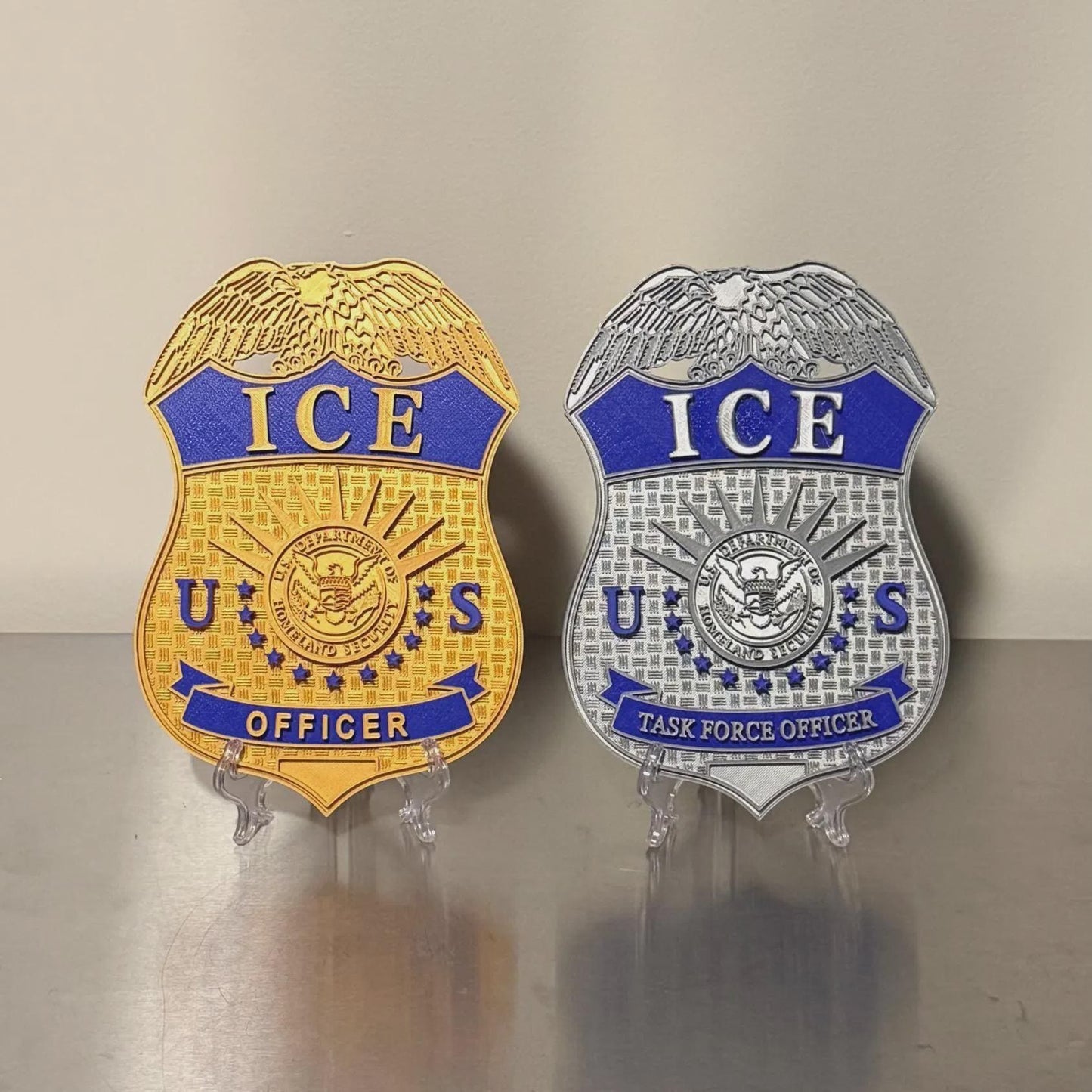 DHS ICE Badge 2 COLOR Display 3D Embossed Police Plaque - Government