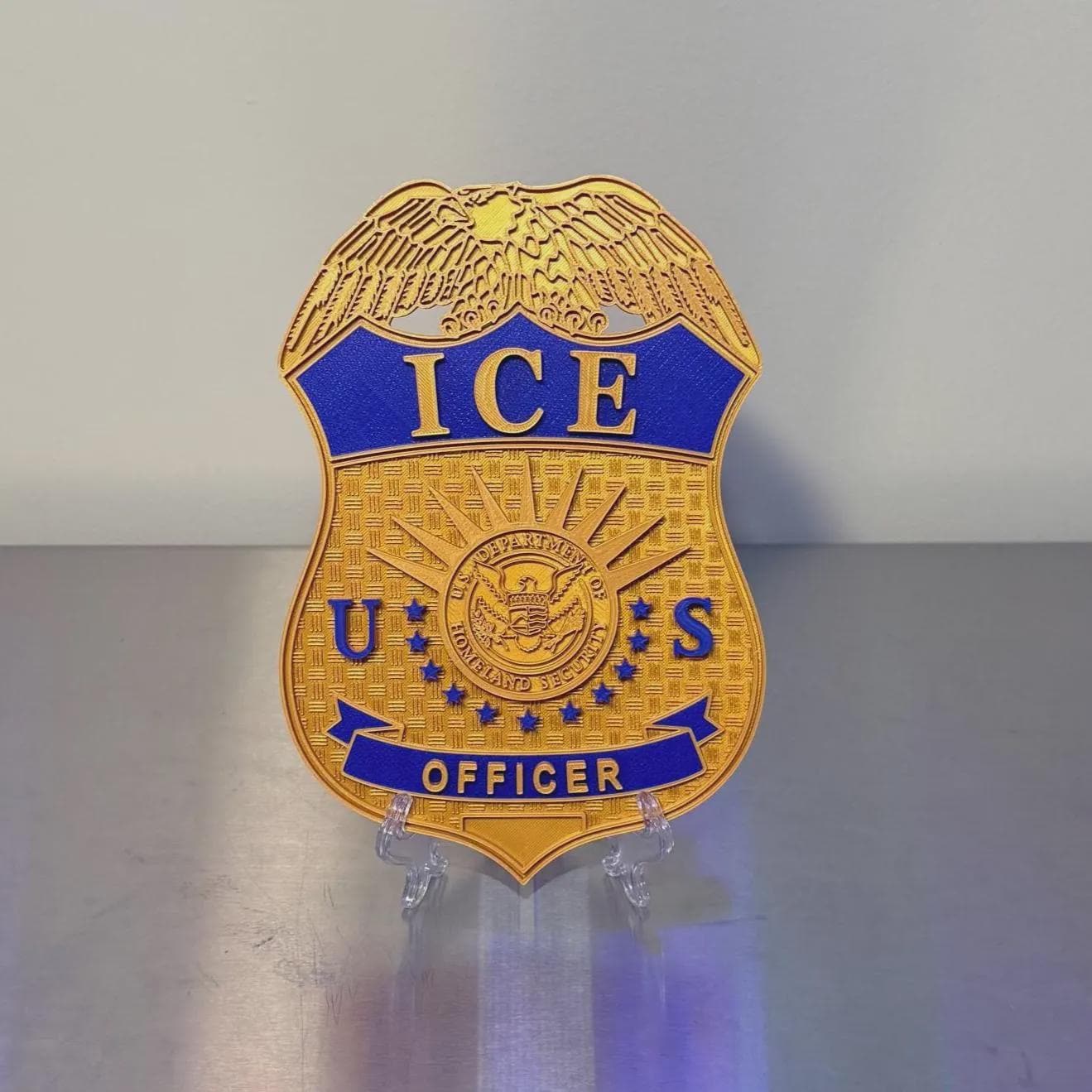DHS ICE Badge 2 COLOR Display 3D Embossed Police Plaque - Government