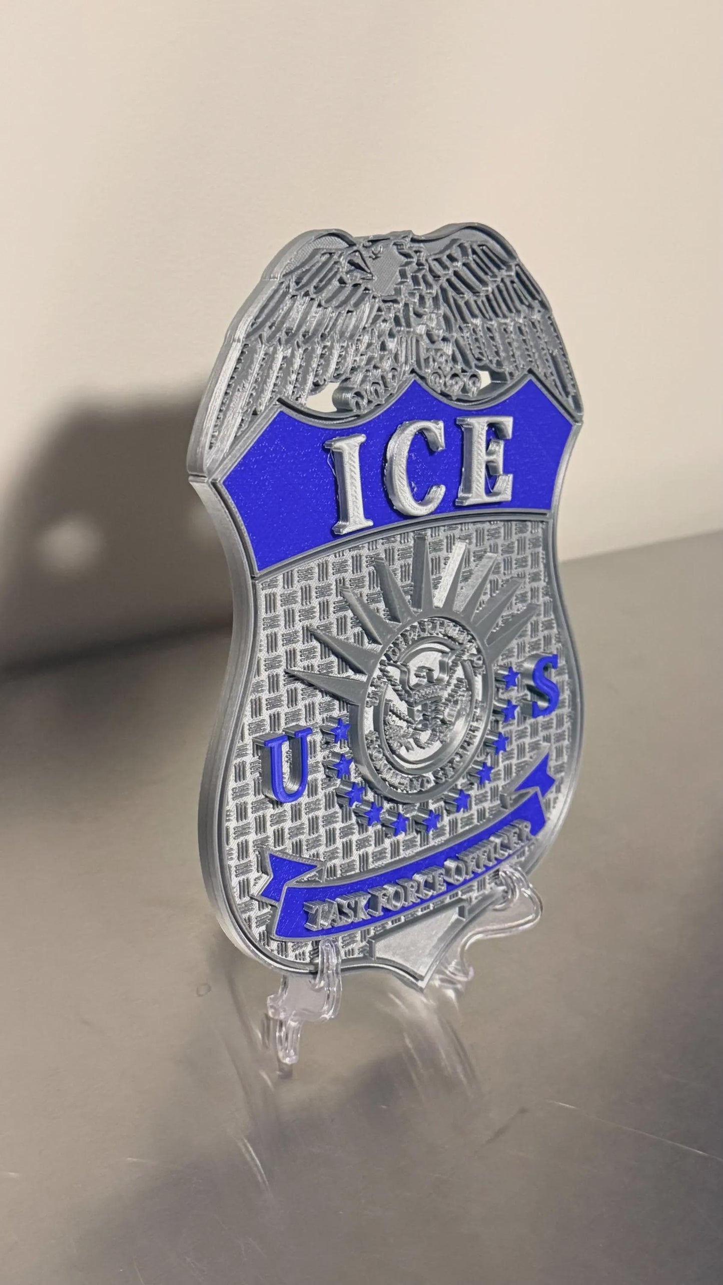 DHS ICE Badge 2 COLOR Display 3D Embossed Police Plaque - Government