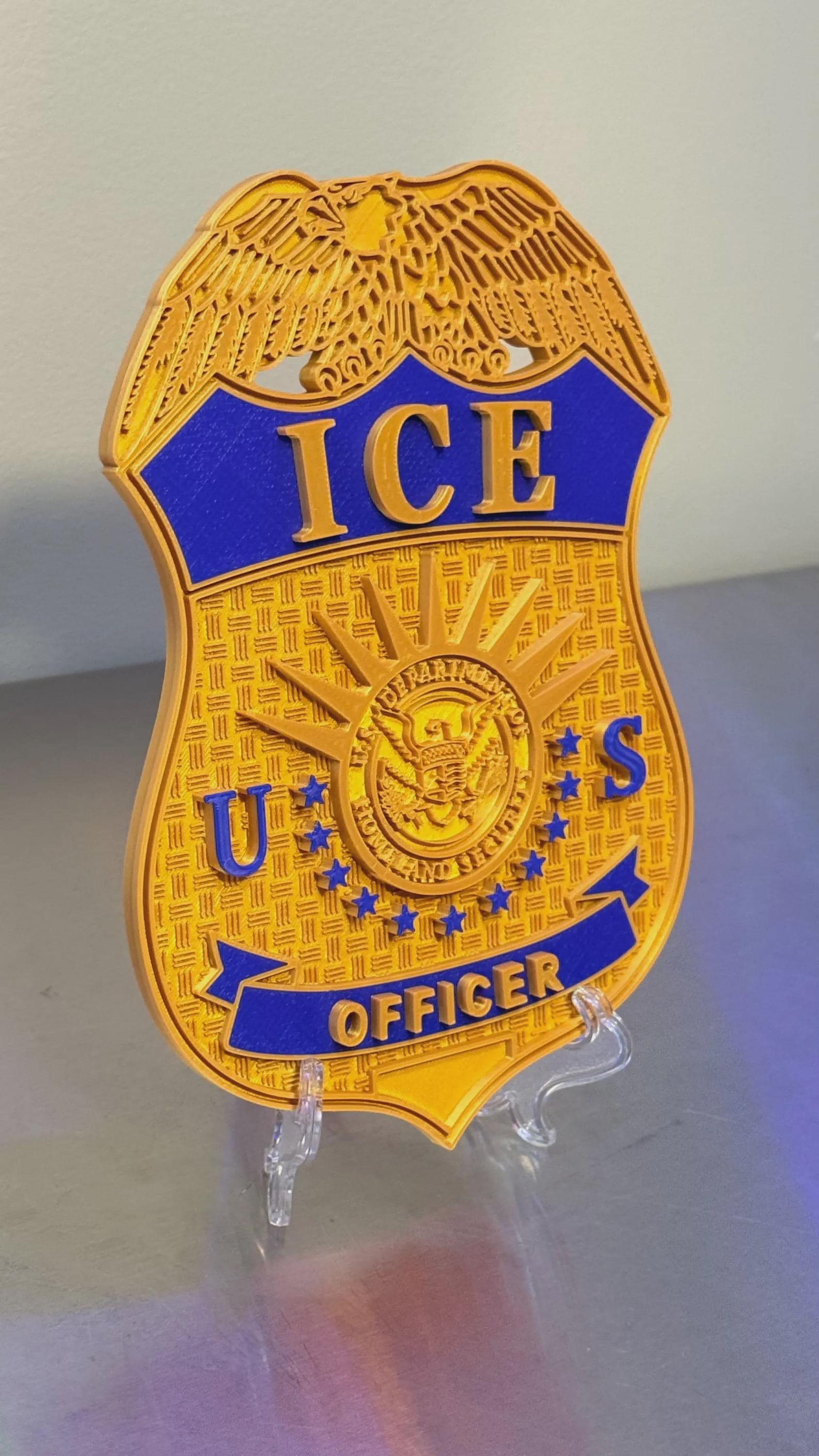 DHS ICE Badge 2 COLOR Display 3D Embossed Police Plaque - Government