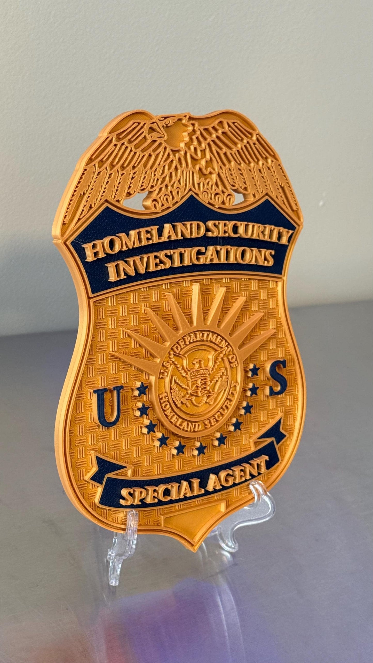 HSI Homeland Security Investigations Badge Display: 3D Embossed Police Plaque - Government ICE