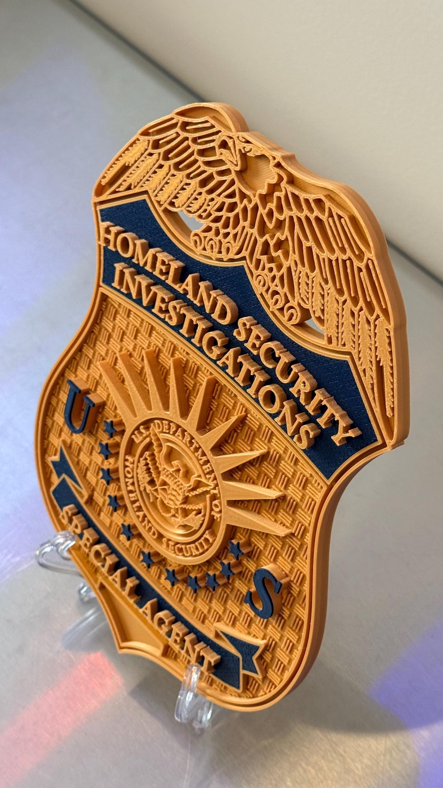 HSI Homeland Security Investigations Badge Display: 3D Embossed Police Plaque - Government ICE
