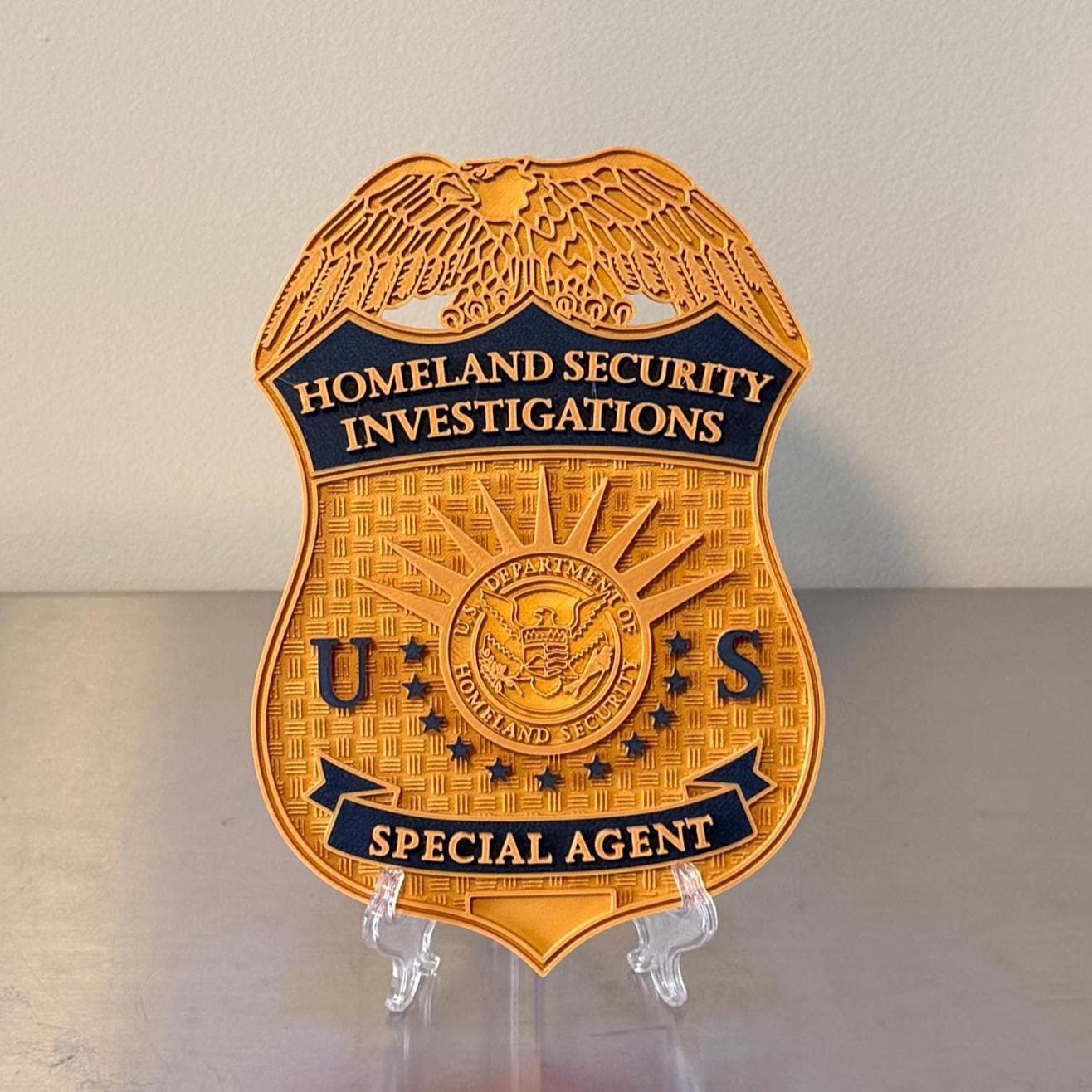 HSI Homeland Security Investigations Badge Display: 3D Embossed Police Plaque - Government ICE