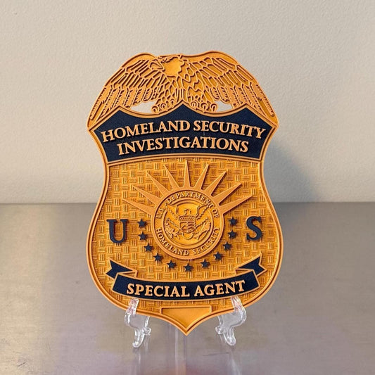 HSI Homeland Security Investigations Badge Display: 3D Embossed Police Plaque - Government ICE