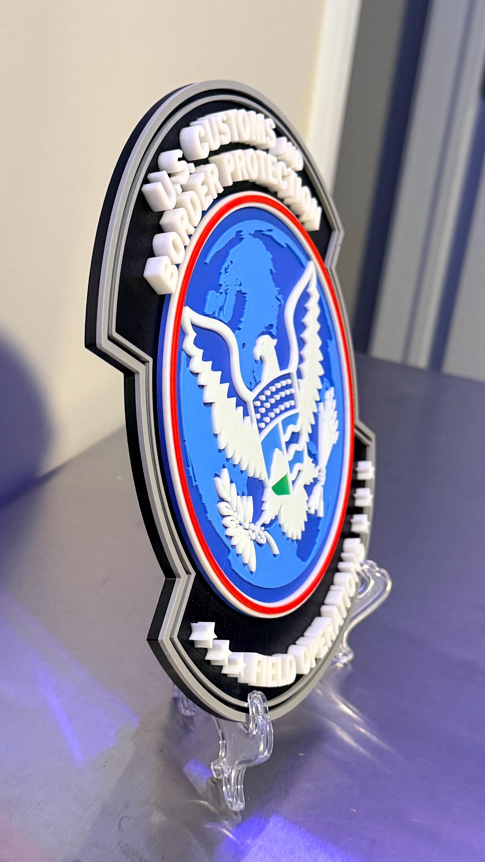 US Customs and Border Protection Field Operations 3D Embossed Plaque: First Responder Wall Decor Government Homeland