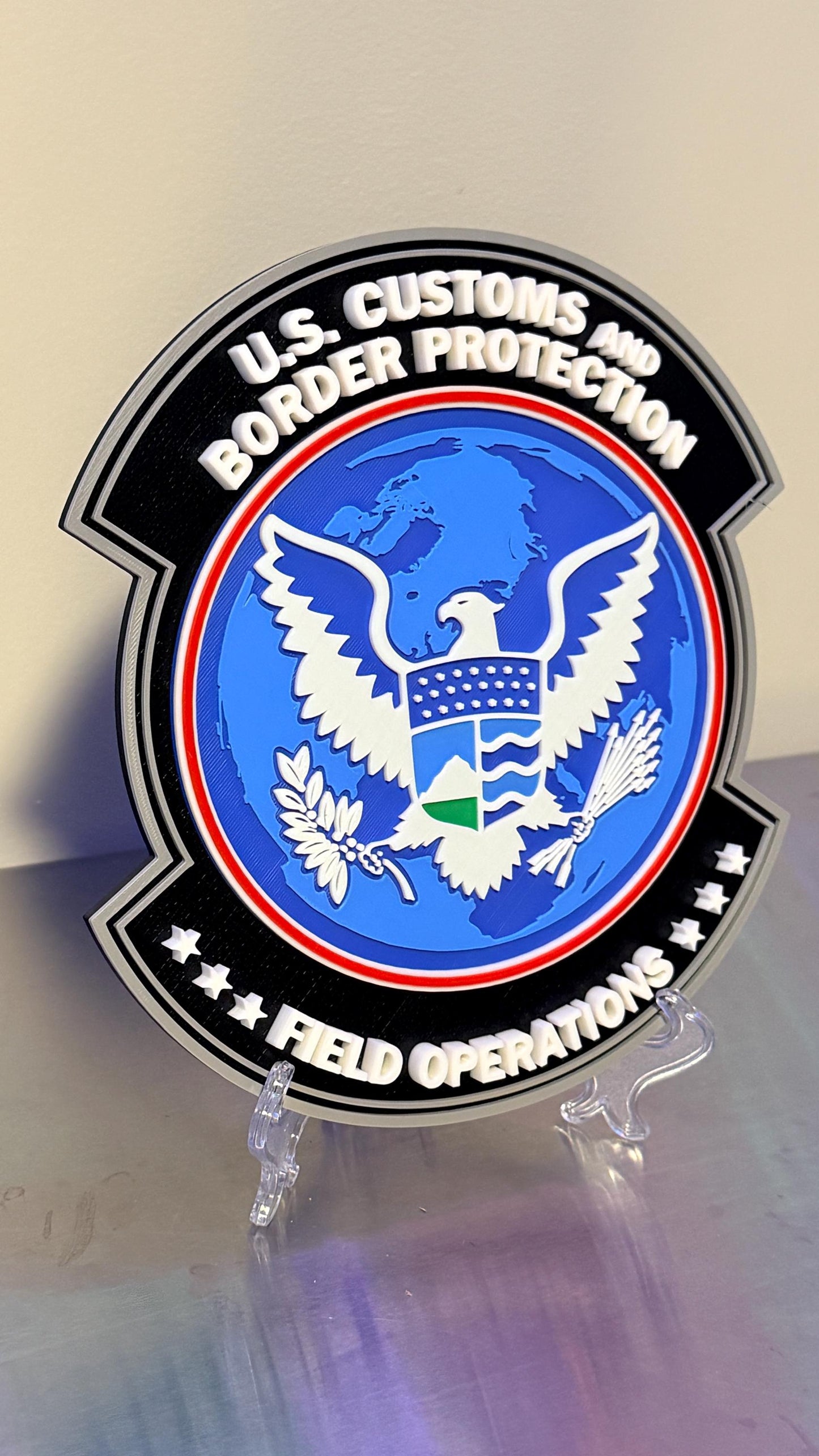 US Customs and Border Protection Field Operations 3D Embossed Plaque: First Responder Wall Decor Government Homeland