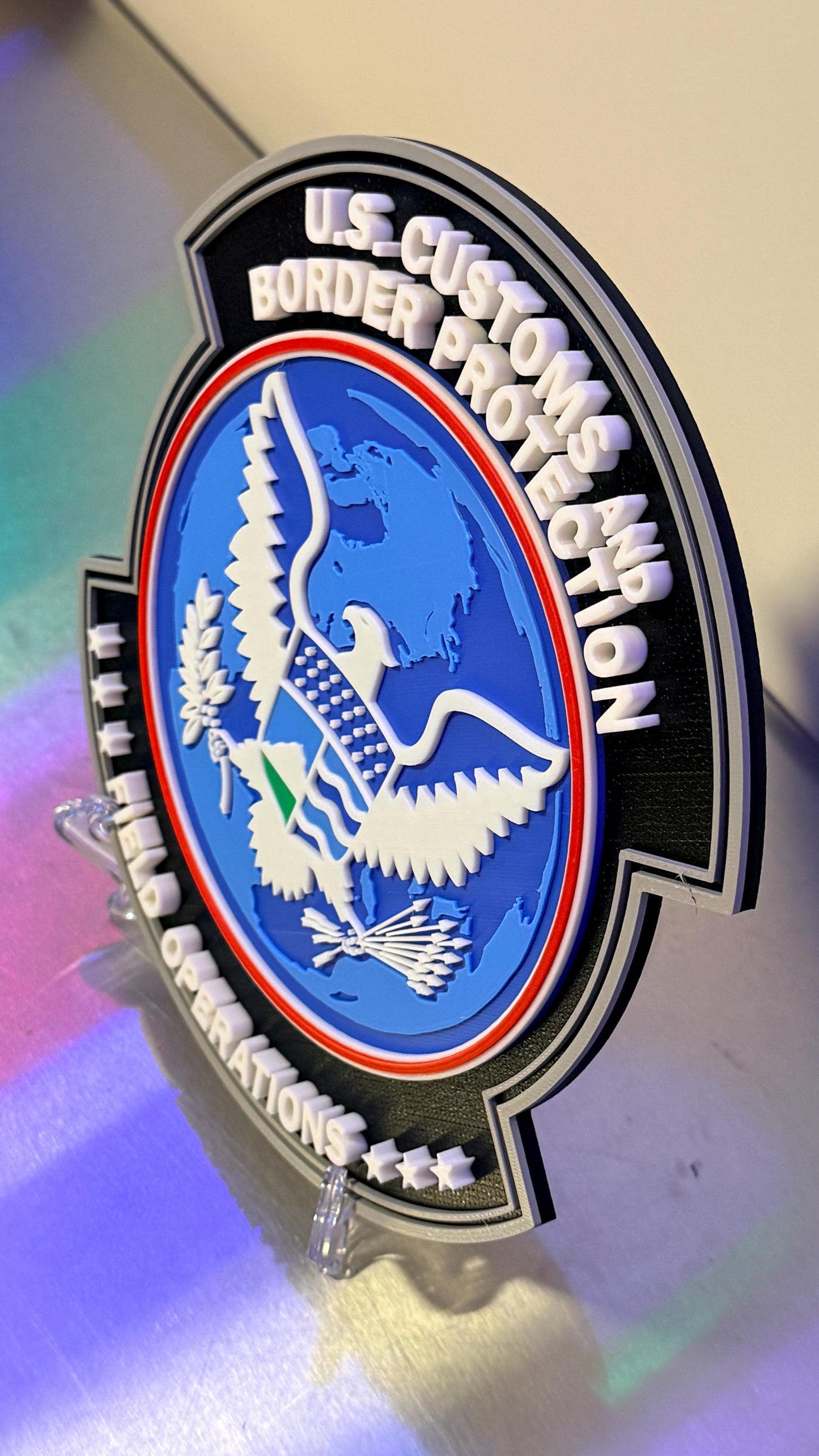 US Customs and Border Protection Field Operations 3D Embossed Plaque: First Responder Wall Decor Government Homeland