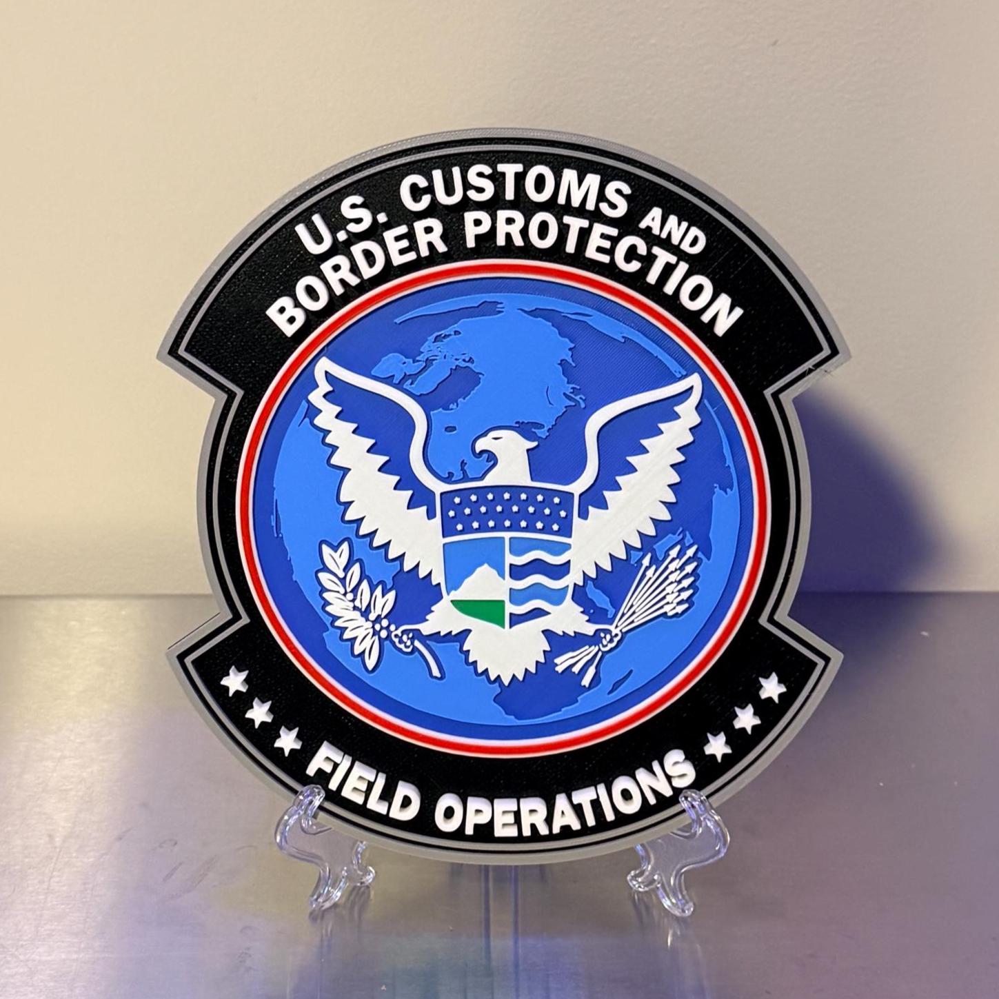 US Customs and Border Protection Field Operations 3D Embossed Plaque: First Responder Wall Decor Government Homeland