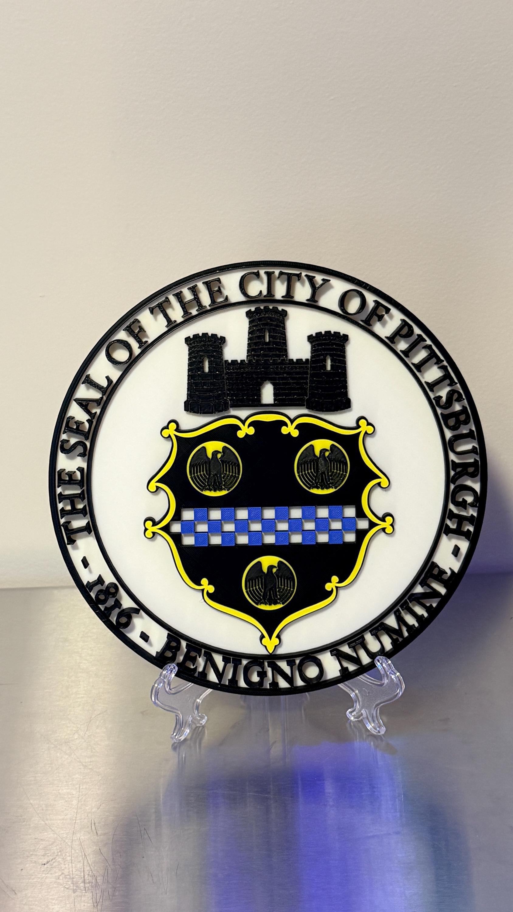 Pittsburgh Code Of Arms 3D Plaque First Responder Wall Art Display Plaque Pennsylvania