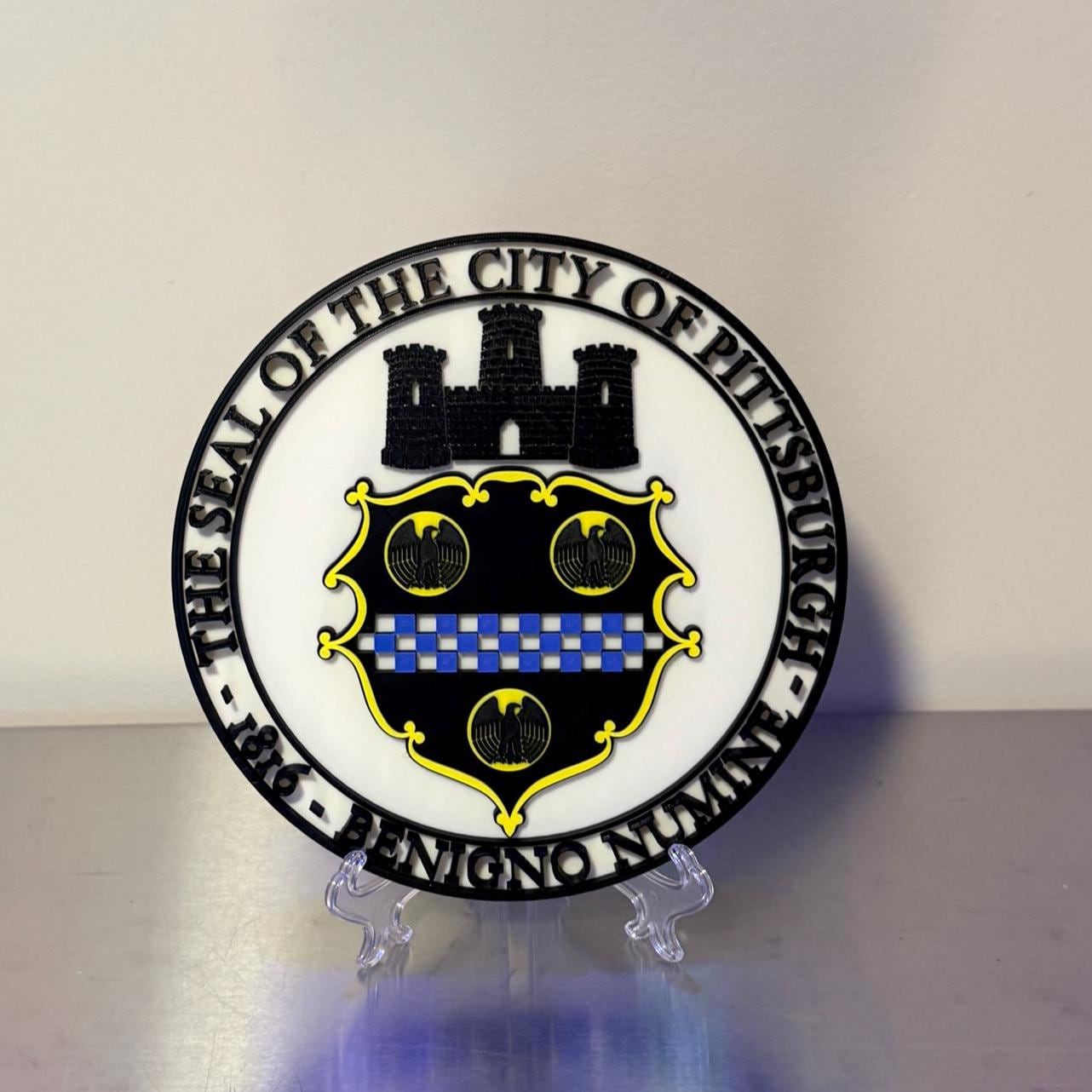 Pittsburgh Code Of Arms 3D Plaque First Responder Wall Art Display Plaque Pennsylvania